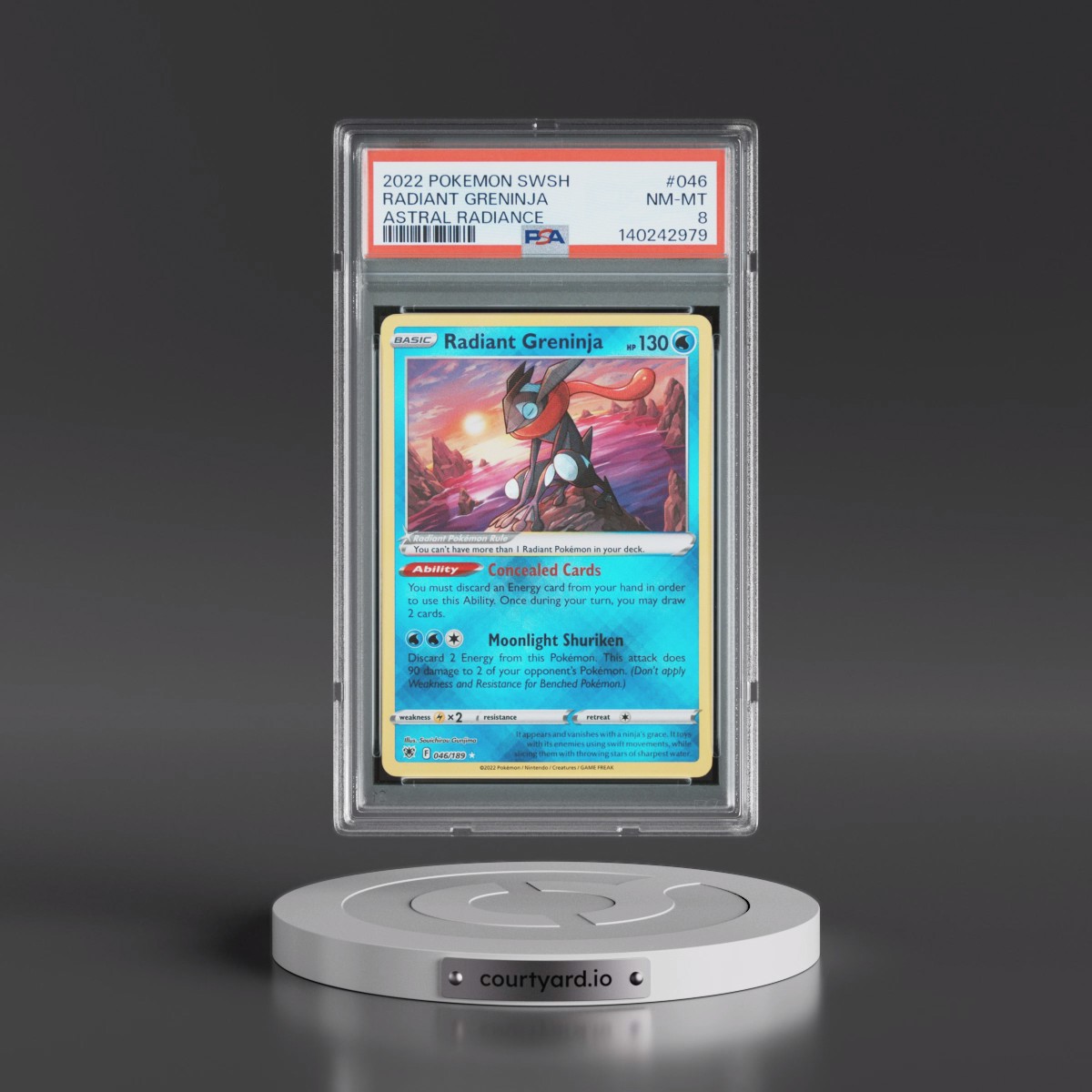 2022 Pokémon Sword & Shield Astral Radiance #046 Radiant Greninja - Holo (PSA 8 NM-MT)