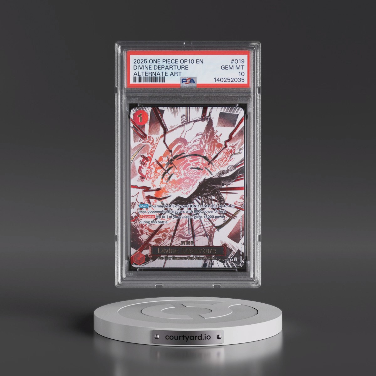2025 One Piece OP10-Royal Blood #019 Divine Departure - Alternate Art (PSA 10 GEM MINT)