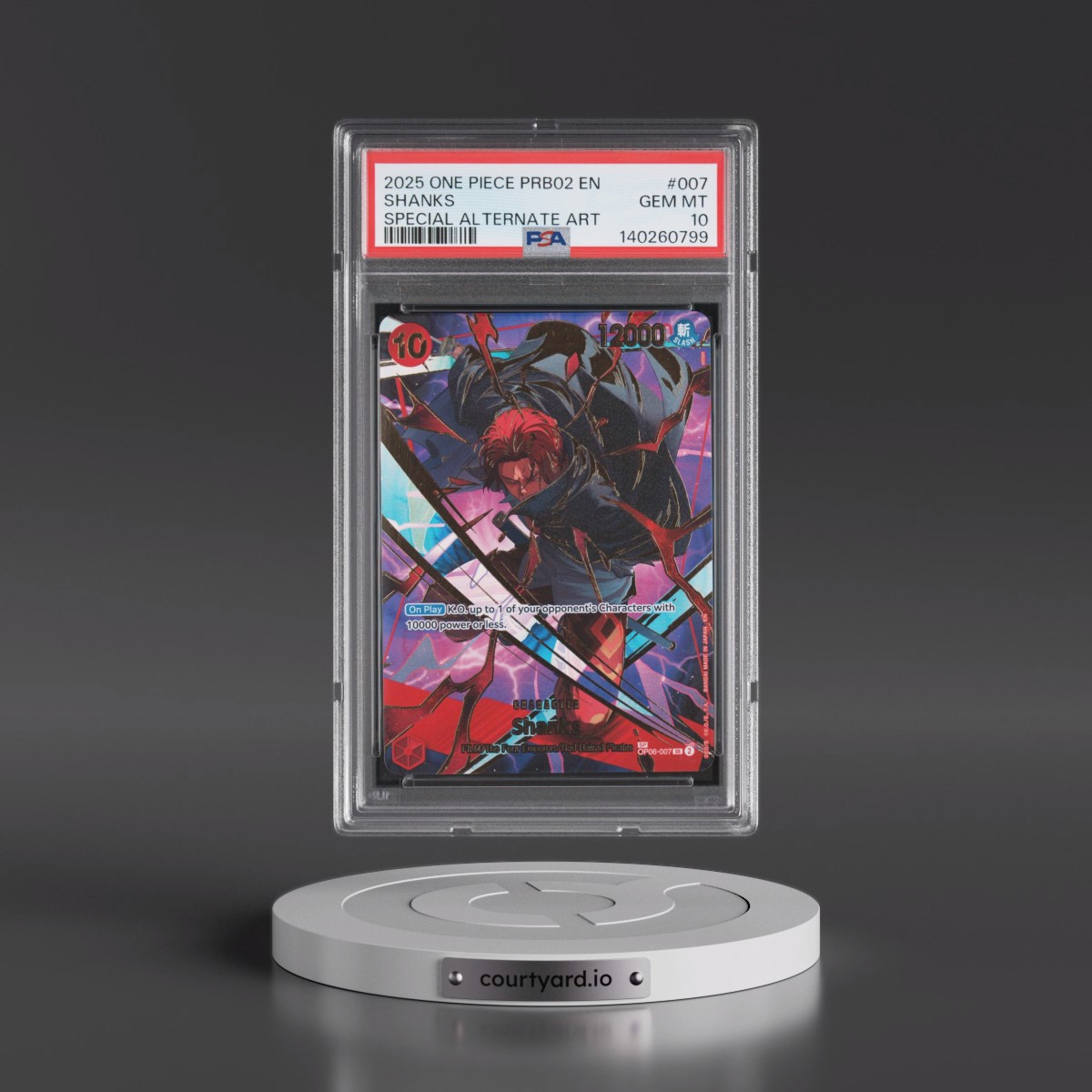 2025 One Piece PRB02-Premium Booster -One Piece Card the Best- Vol.2 #007 Shanks - Special Alternate Art (PSA 10 GEM MINT)