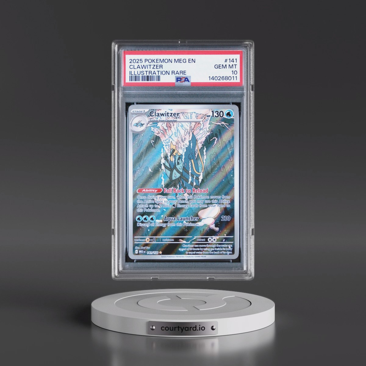 2025 Pokémon Meg EN-Mega Evolution #141 Clawitzer - Illustration Rare (PSA 10 GEM MINT)