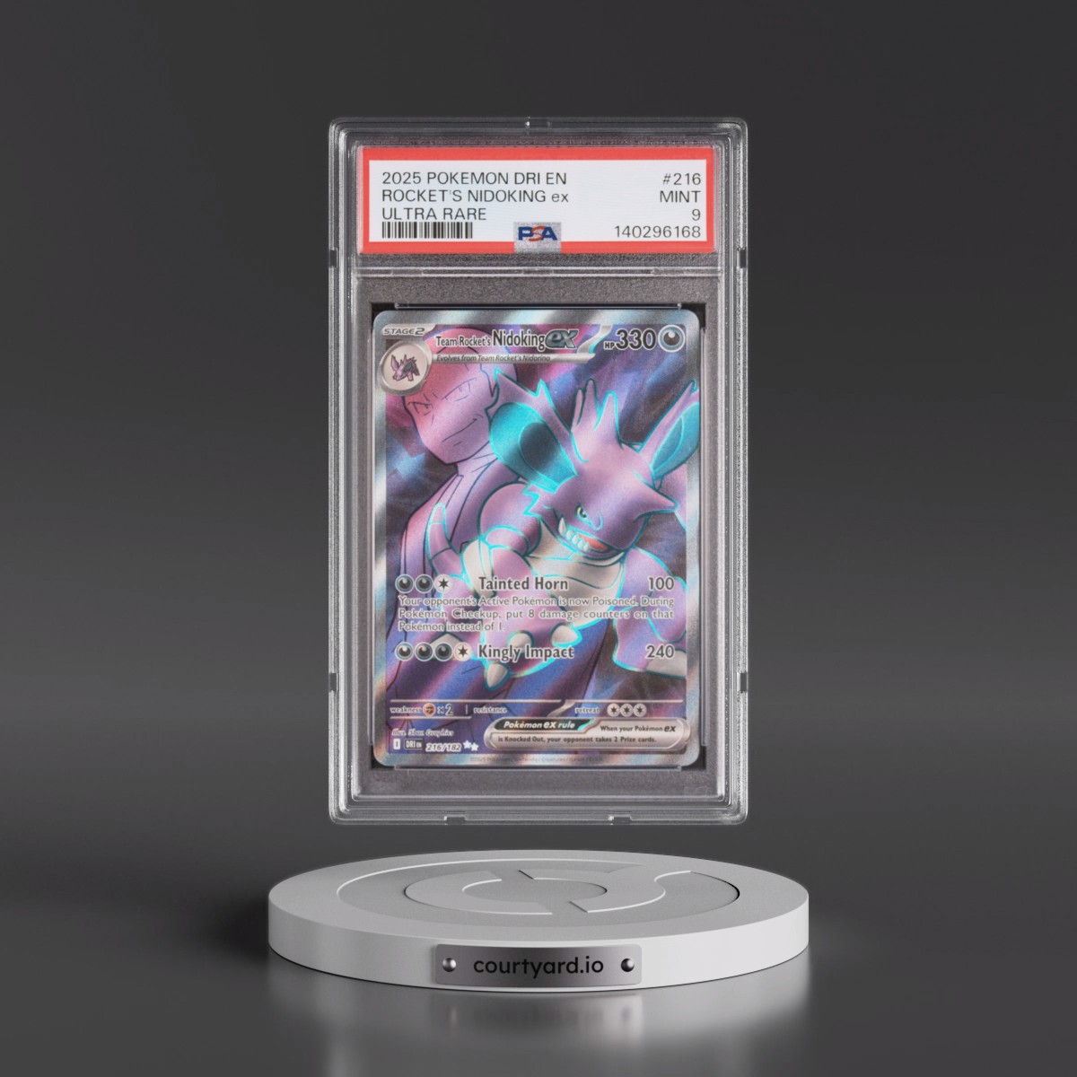 2025 Pokémon Dri EN-Destined Rivals #216 Team Rocket's Nidoking EX - Holo Ultra Rare (PSA 9 MINT)