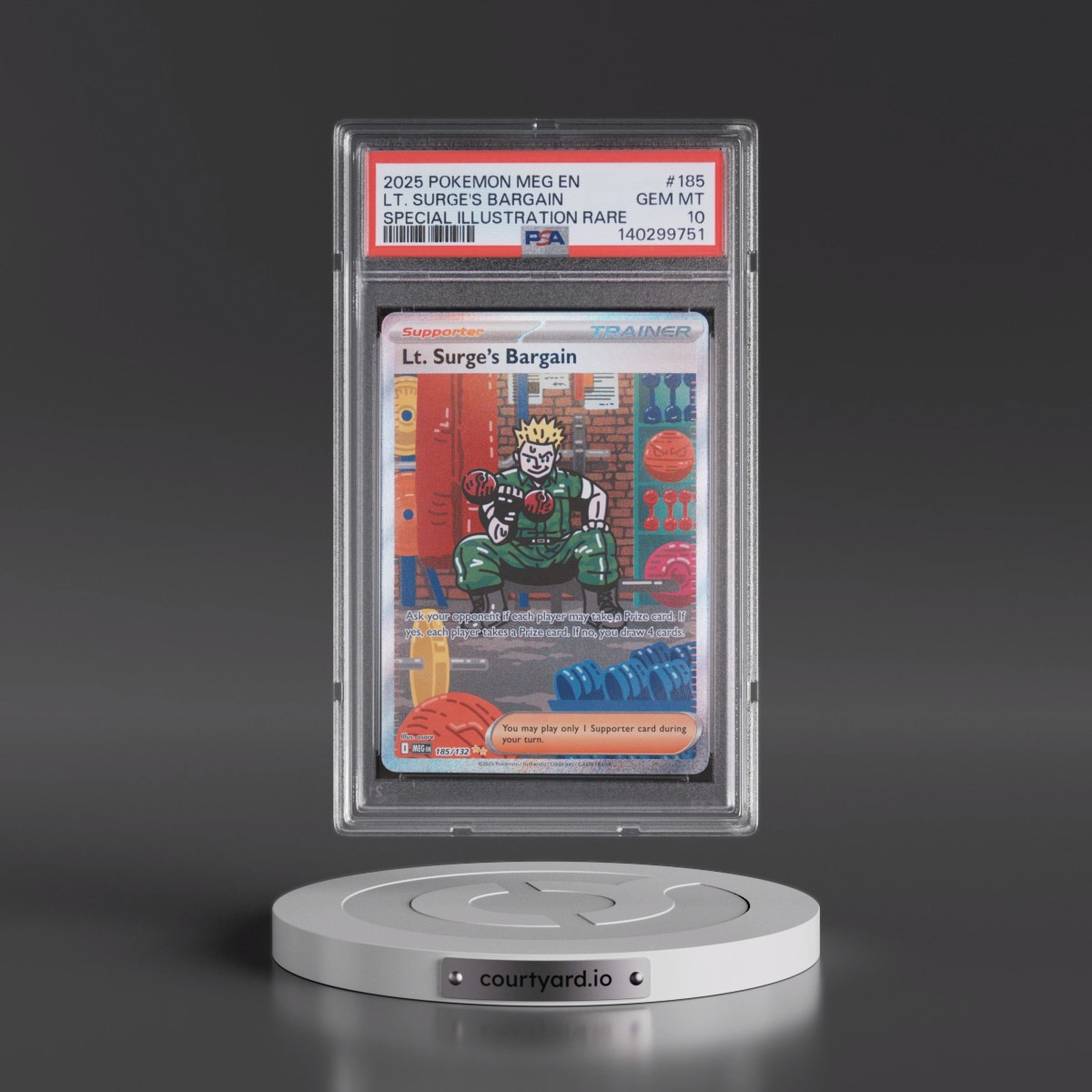 2025 Pokémon Meg EN-Mega Evolution #185 LT. Surge's Bargain - Special Illustration Rare (PSA 10 GEM MINT)