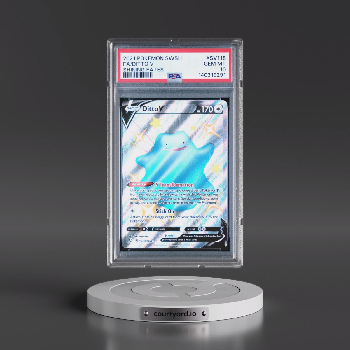 2021 Pokémon Sword & Shield Shining Fates #SV118 Ditto V - Holo Full Art (PSA 10 GEM MINT)