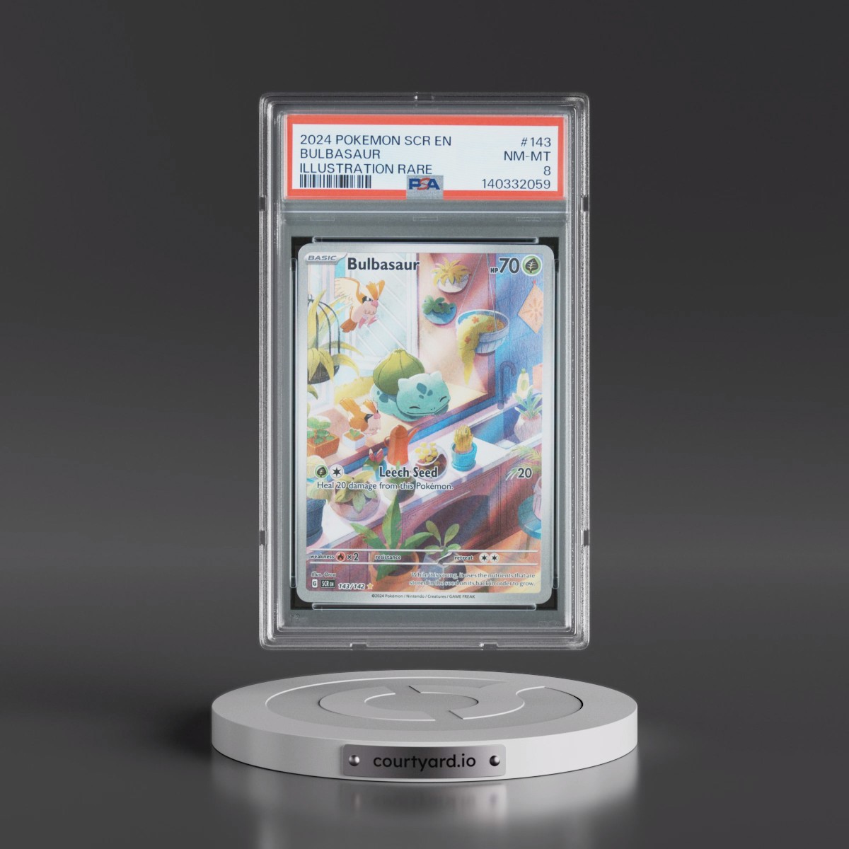 2024 Pokémon Scr EN-Stellar Crown #143 Bulbasaur - Illustration Rare (PSA 8 NM-MT)