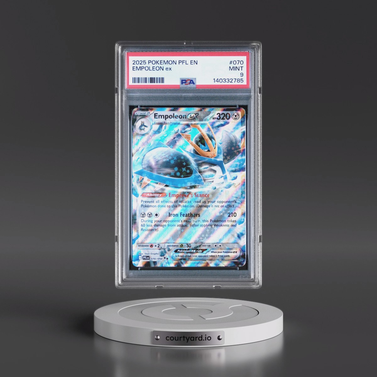 2025 Pokémon Pfl EN-Phantasmal Flames #070 Empoleon EX - Holo (PSA 9 MINT)