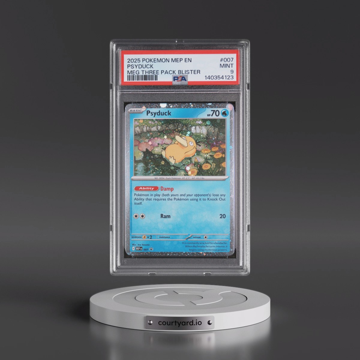 2025 Pokémon Mep EN-Me Black Star Promo #007 Psyduck - Mega Evolution Three Pack Blister (PSA 9 MINT)