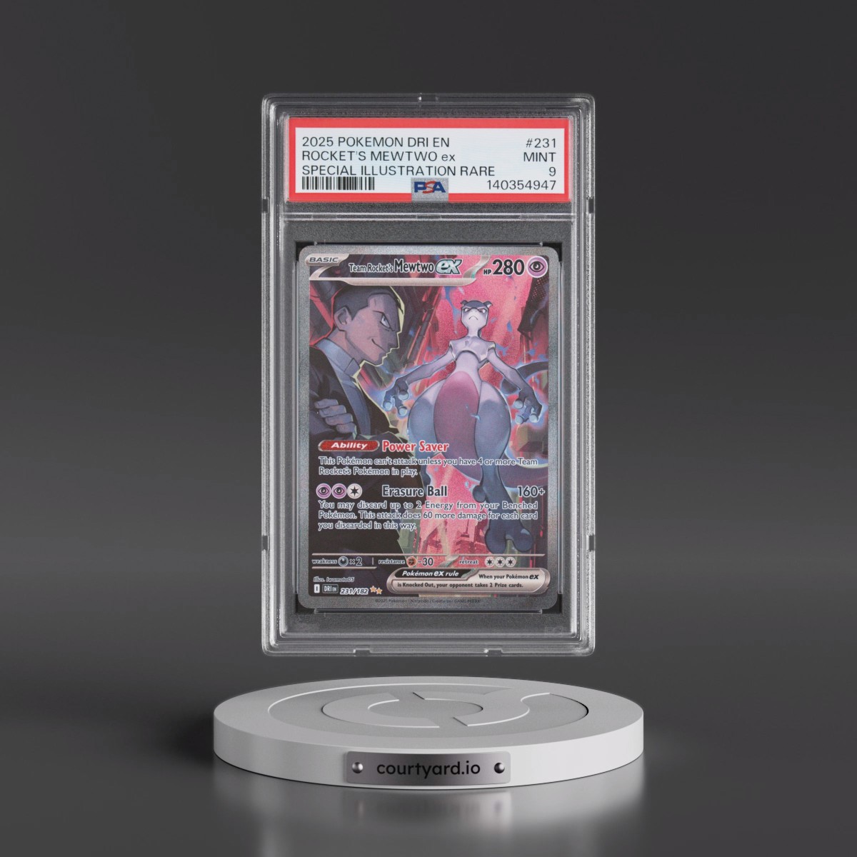 2025 Pokémon Dri EN-Destined Rivals #231 Team Rocket's Mewtwo EX - Holo Special Illustration Rare (PSA 9 MINT)