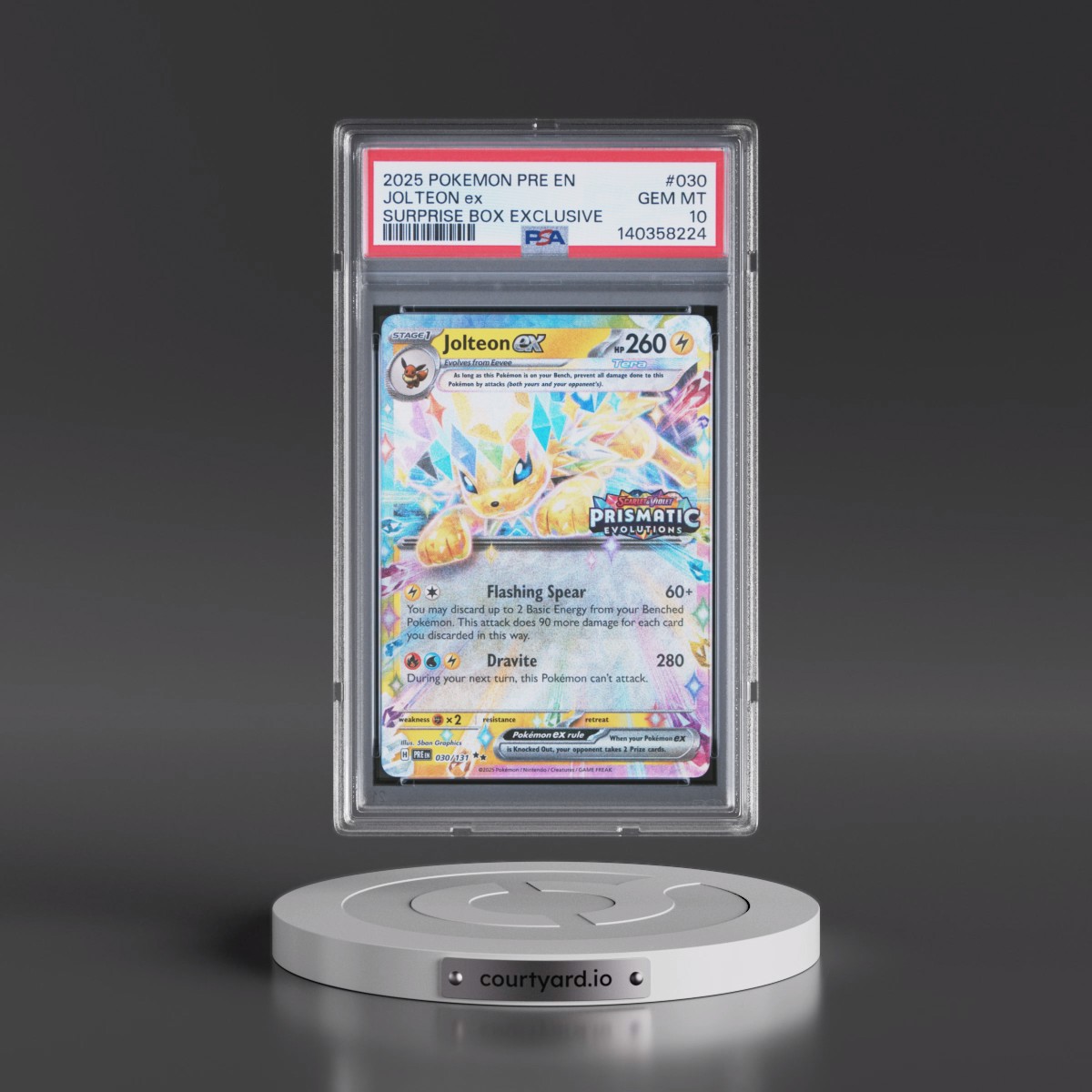 2025 Pokémon Pre EN-Prismatic Evolutions #030 Jolteon EX - Holo Surprise Box Exclusive (PSA 10 GEM MINT)