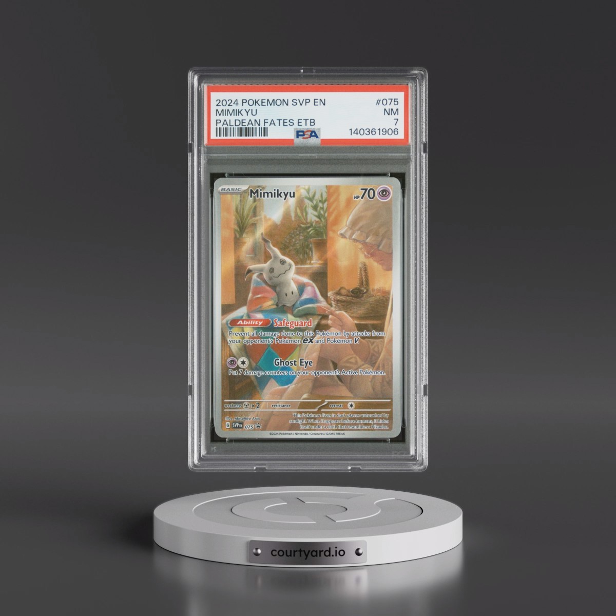 2024 Pokémon Svp EN-SV Black Star Promo #075 Mimikyu - Paldean Fates Elite Trainer Box (PSA 7 NM)