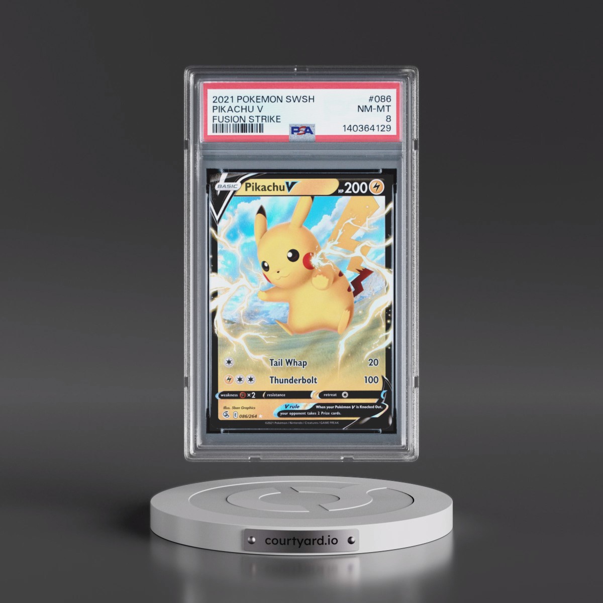 2021 Pokémon Sword & Shield Fusion Strike #086 Pikachu V - Holo (PSA 8 NM-MT)