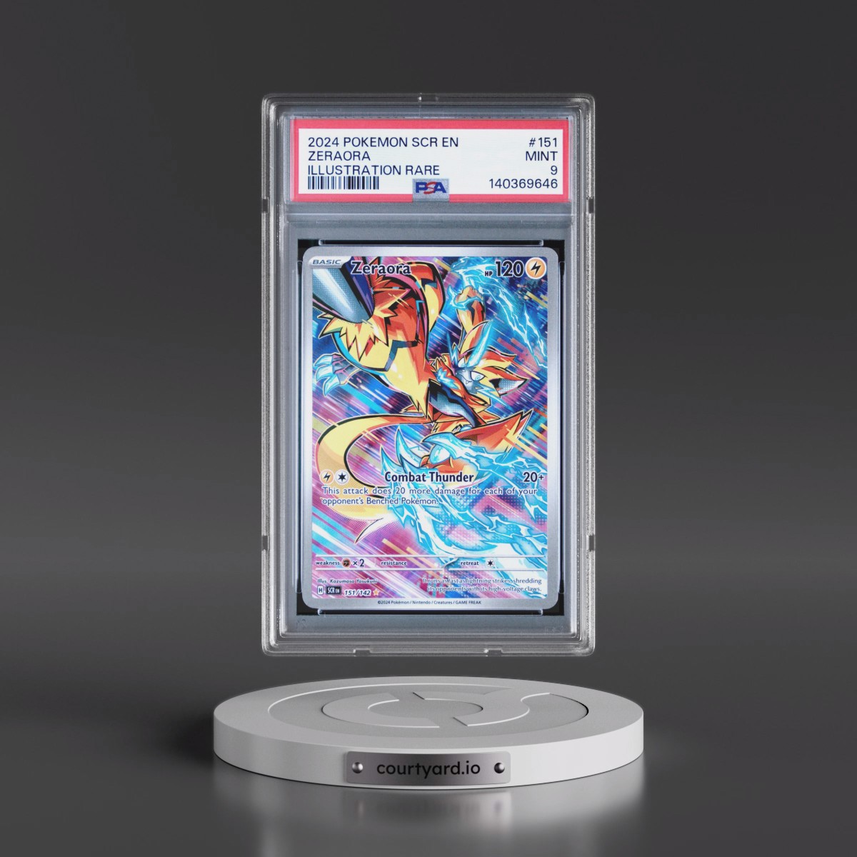 2024 Pokémon Scr EN-Stellar Crown #151 Zeraora - Illustration Rare (PSA 9 MINT)