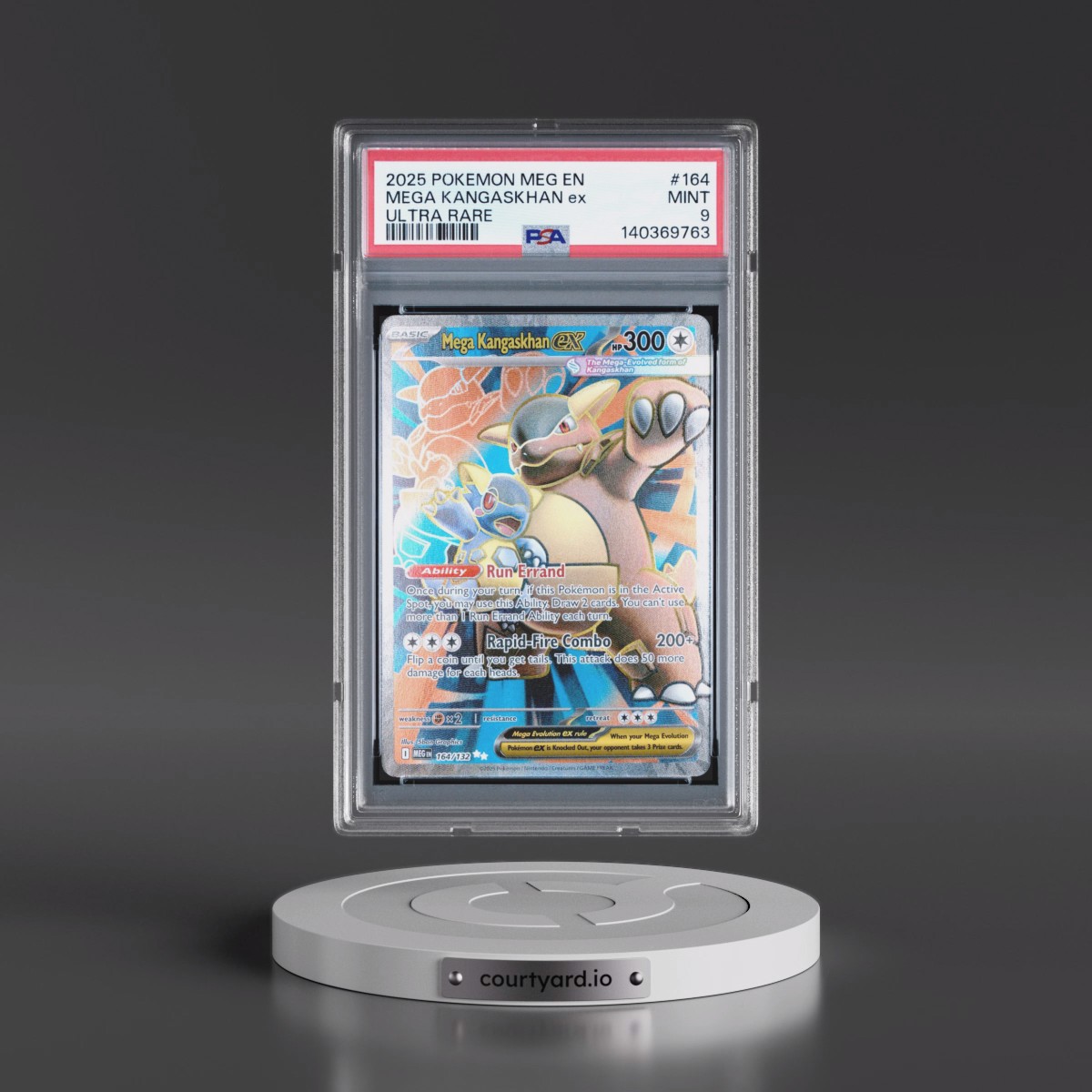 2025 Pokémon Meg EN-Mega Evolution #164 Mega Kangaskhan EX - Holo Ultra Rare (PSA 9 MINT)