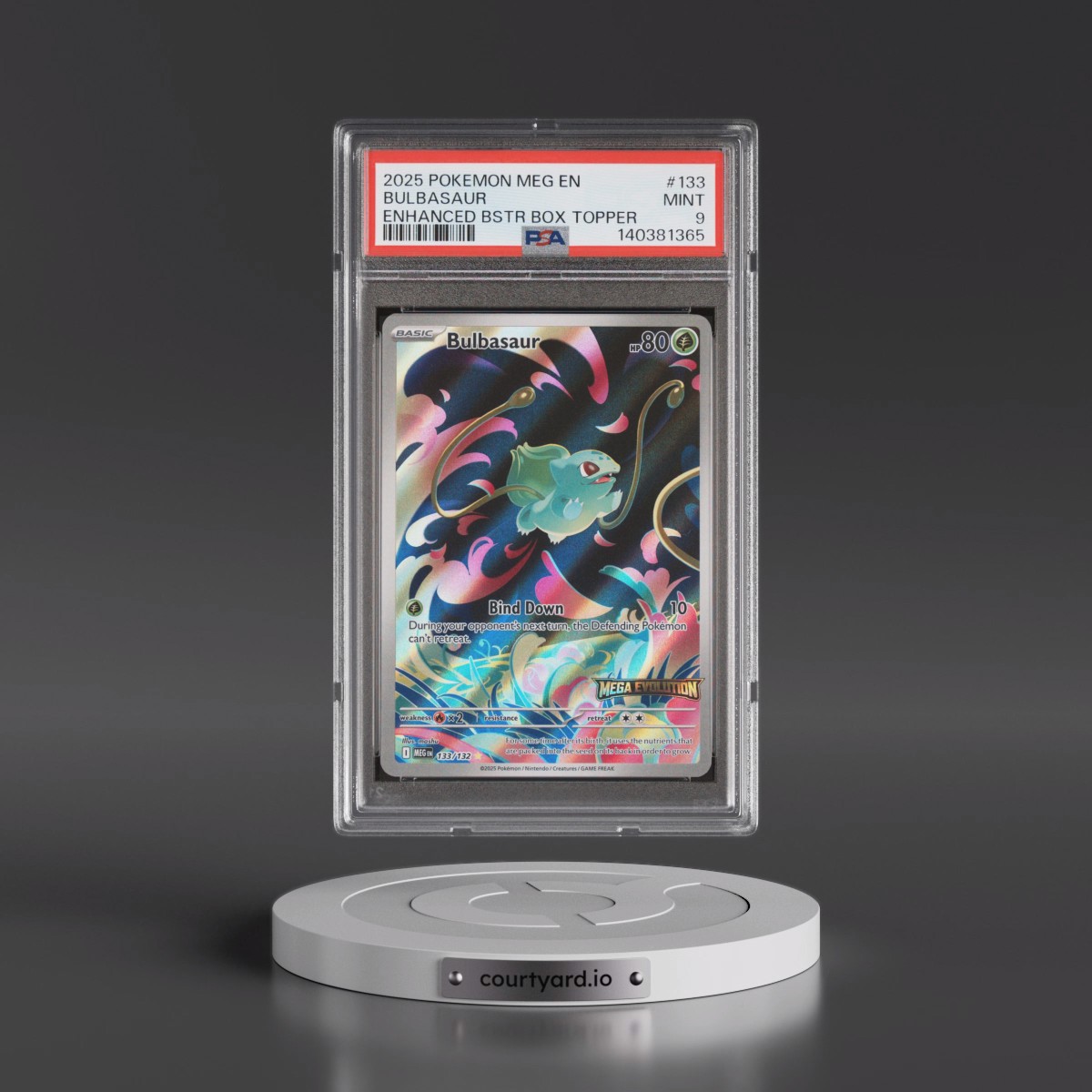 2025 Pokémon Meg EN-Mega Evolution #133 Bulbasaur - Enhanced Booster Box Topper (PSA 9 MINT)