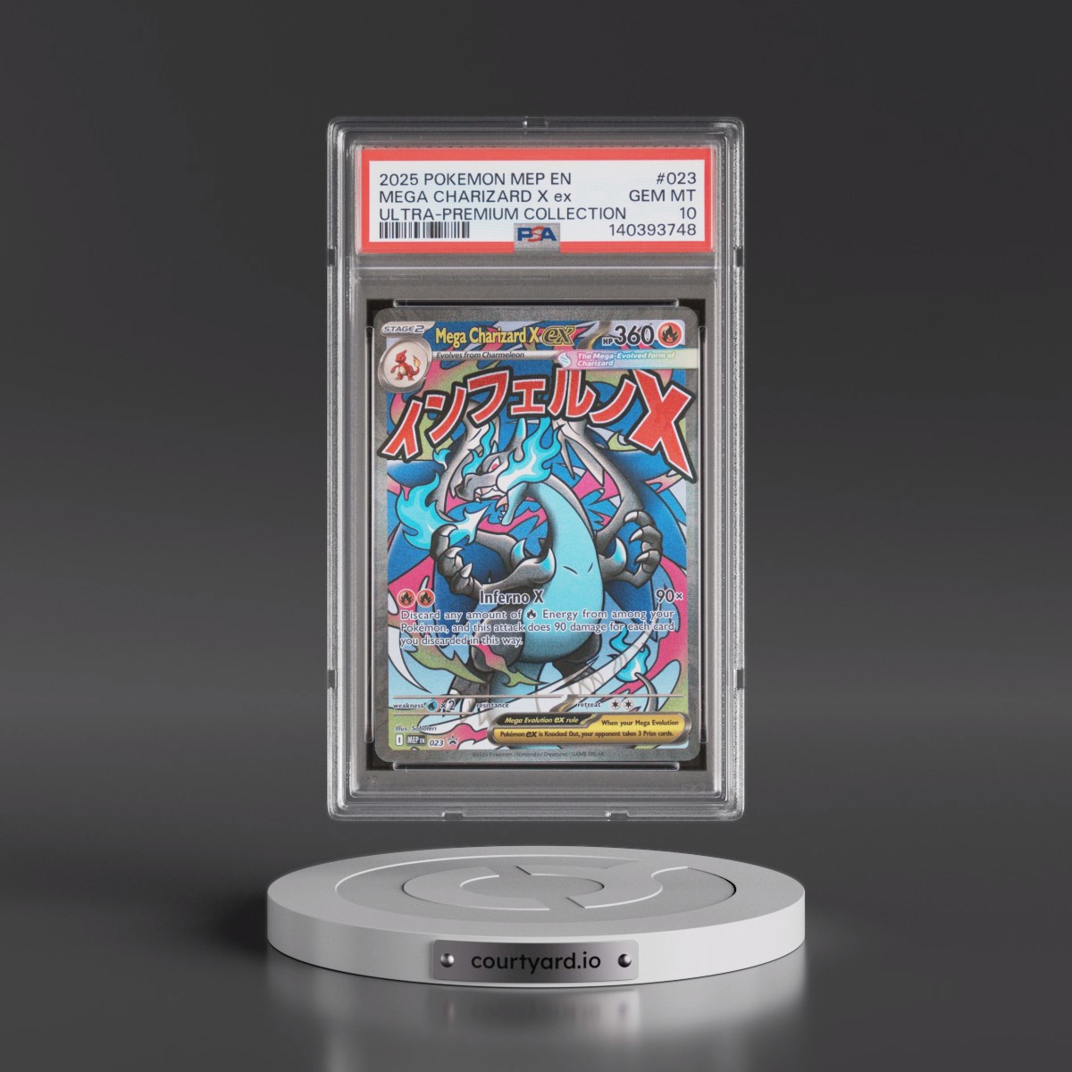 2025 Pokémon Mep EN-Me Black Star Promo #023 Mega Charizard X EX - Holo Mega Charizard X EX Ultra-Premium Collection (PSA 10 GEM MINT)