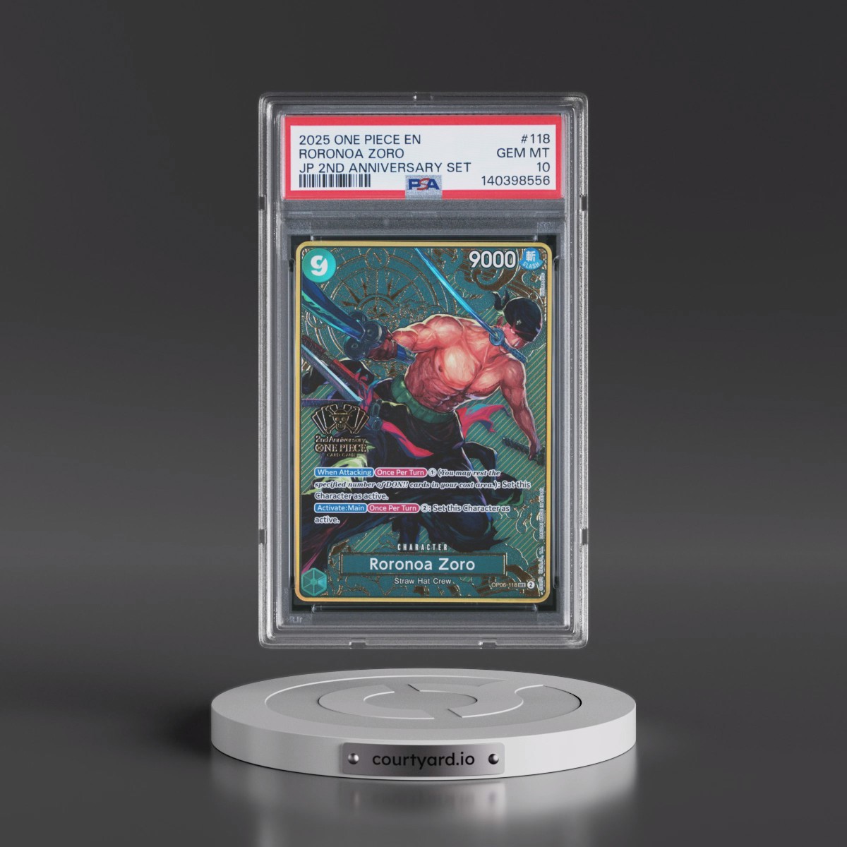 2025 One Piece Japanese 2nd Anniversary Set #118 Roronoa Zoro (PSA 10 GEM MINT) - Photo