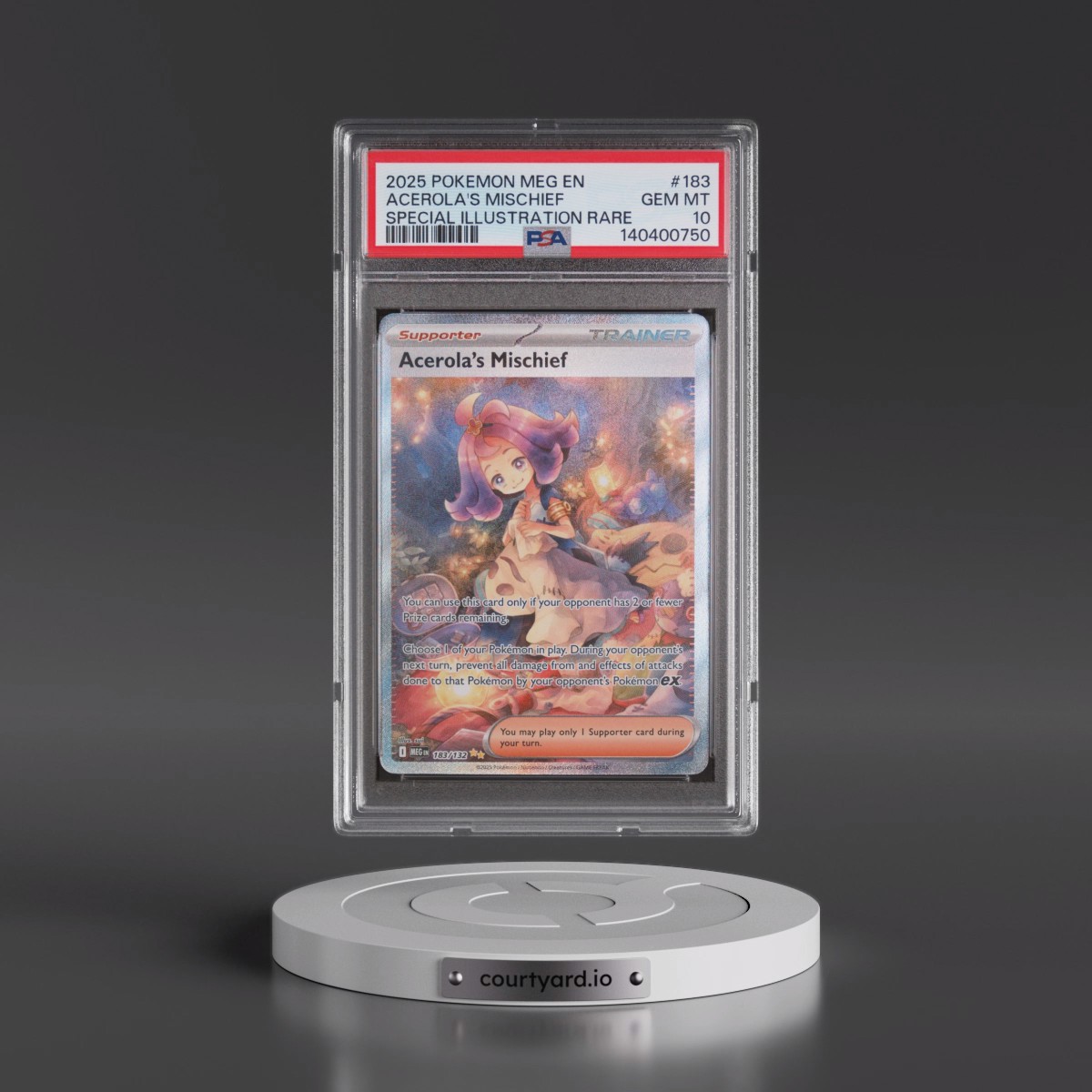2025 Pokémon Meg EN-Mega Evolution #183 Acerola's Mischief - Special Illustration Rare (PSA 10 GEM MINT)