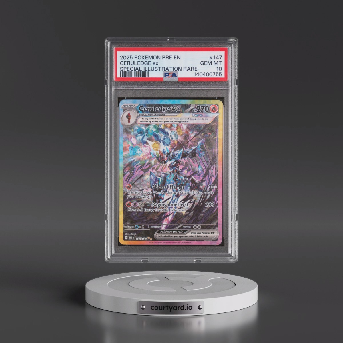 2025 Pokémon Pre EN-Prismatic Evolutions #147 Ceruledge EX - Holo Special Illustration Rare (PSA 10 GEM MINT)