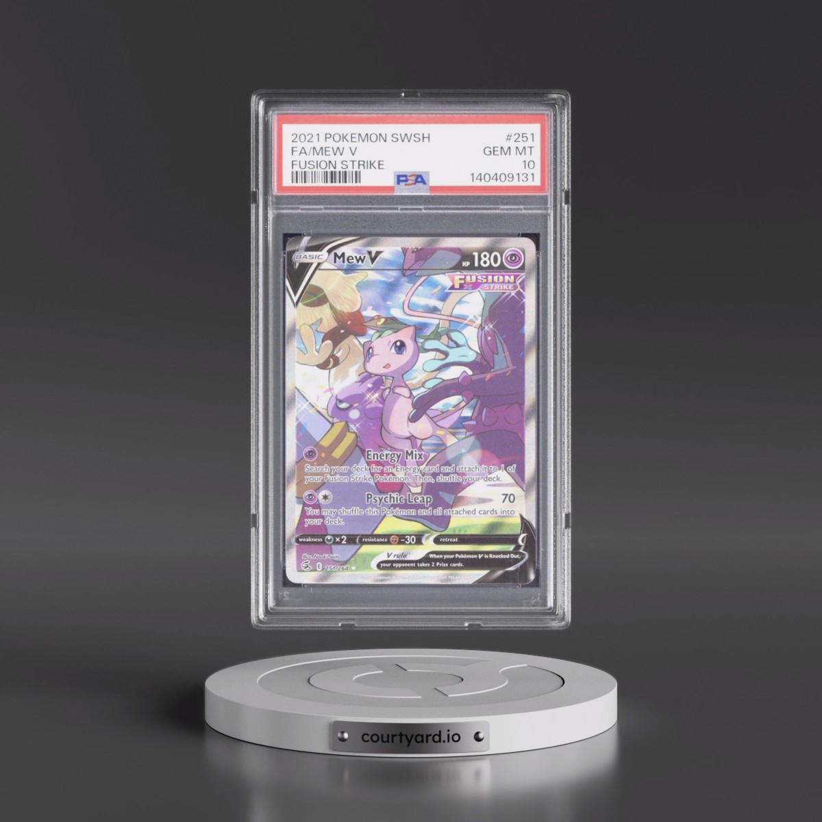 2021 Pokémon Sword & Shield Fusion Strike #251 Mew V - Holo Full Art (PSA 10 GEM MINT)
