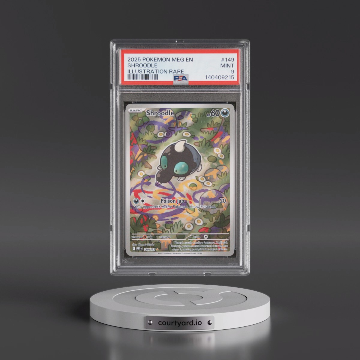 2025 Pokémon Meg EN-Mega Evolution #149 Shroodle - Illustration Rare (PSA 9 MINT)