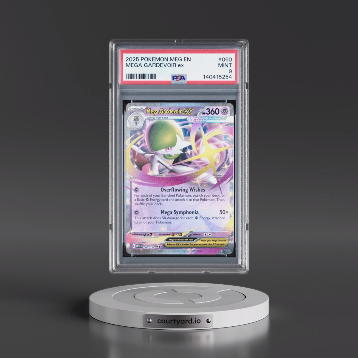 2025 Pokémon Meg EN-Mega Evolution #060 Mega Gardevoir EX - Holo (PSA 9 MINT)
