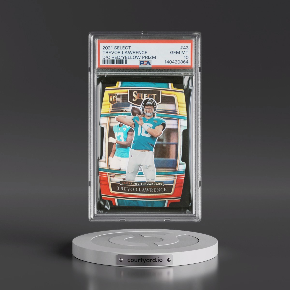 2021 Panini Select #43 Trevor Lawrence - Die-Cut Red/Yellow Prizm (PSA 10 GEM MINT)