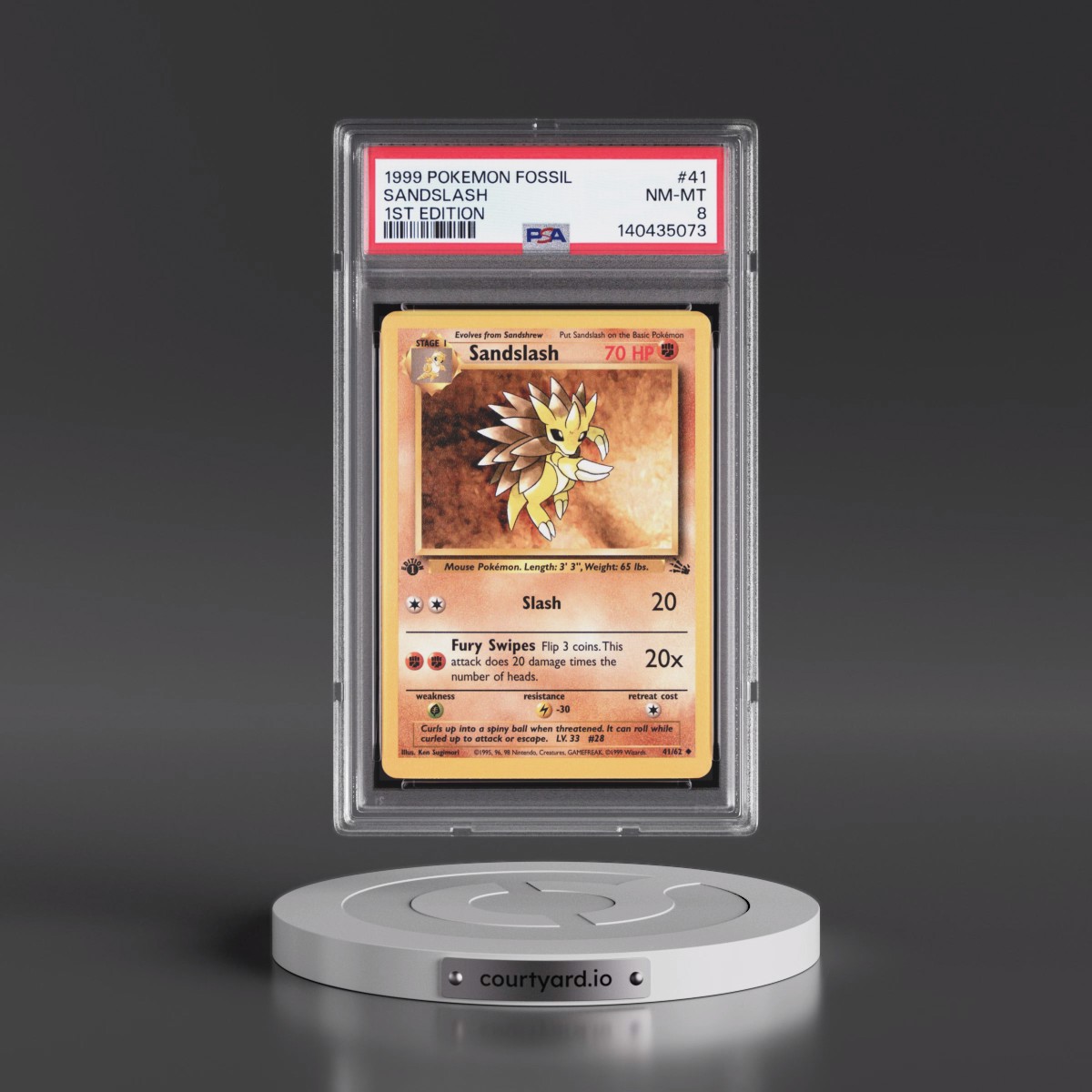 1999 Pokémon Fossil #41 Sandslash - 1st Edition (PSA 8 NM-MT)