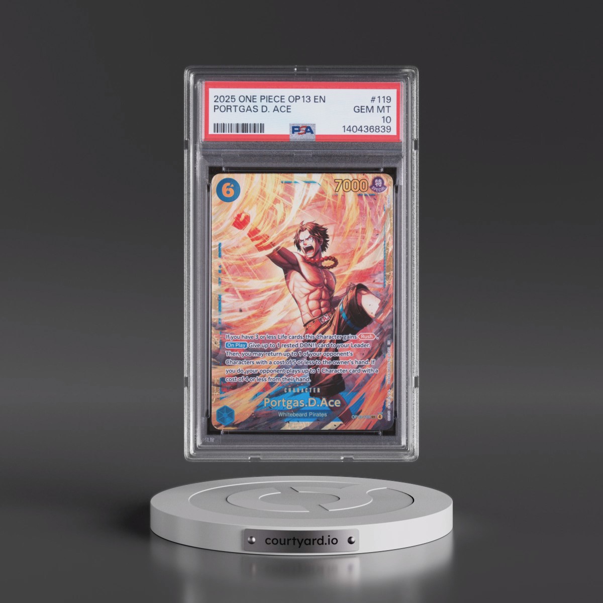 2025 One Piece OP13-Carrying on His Will #119 Portgas D. Ace (PSA 10 GEM MINT)