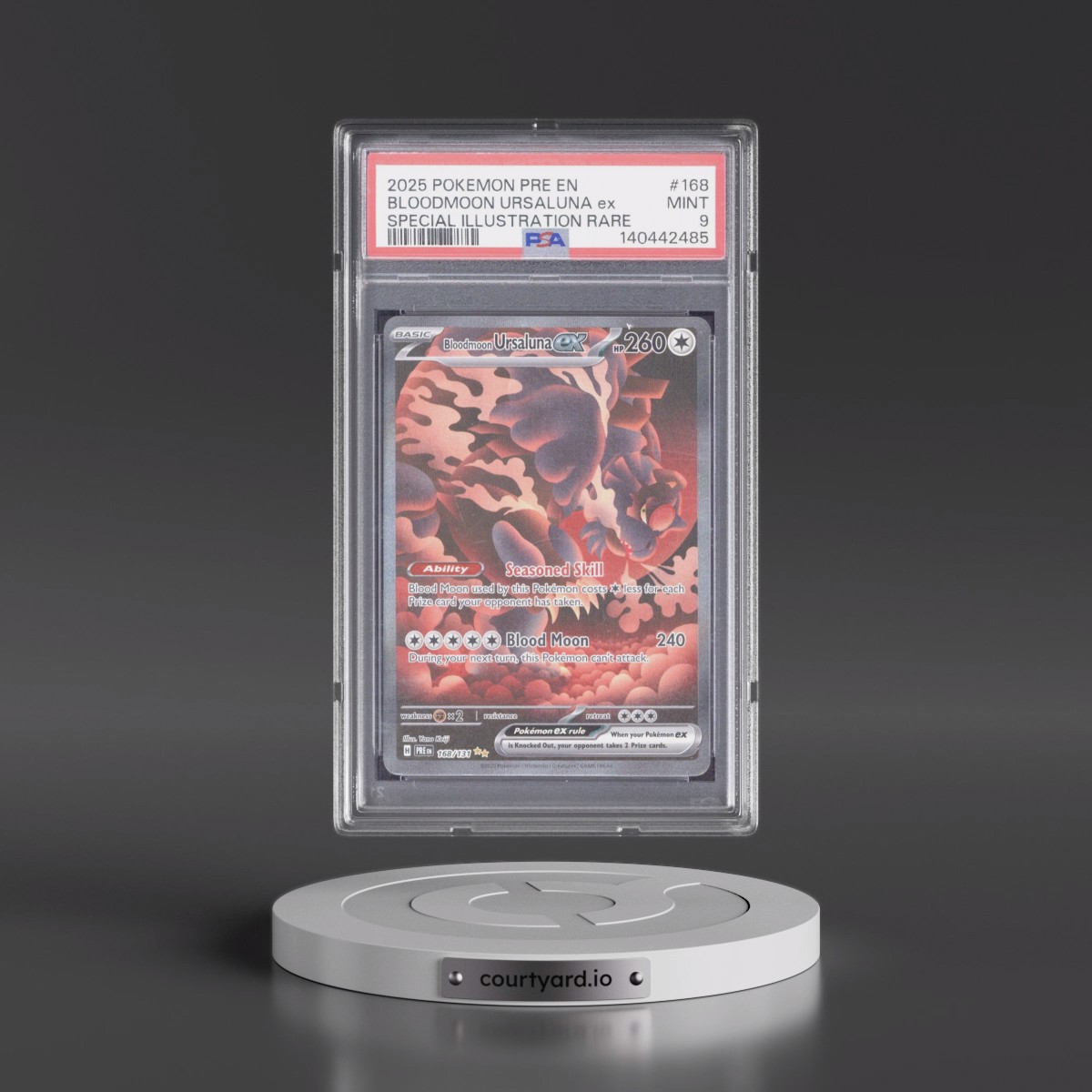 2025 Pokémon Pre EN-Prismatic Evolutions #168 Bloodmoon Ursaluna EX - Holo Special Illustration Rare (PSA 9 MINT)
