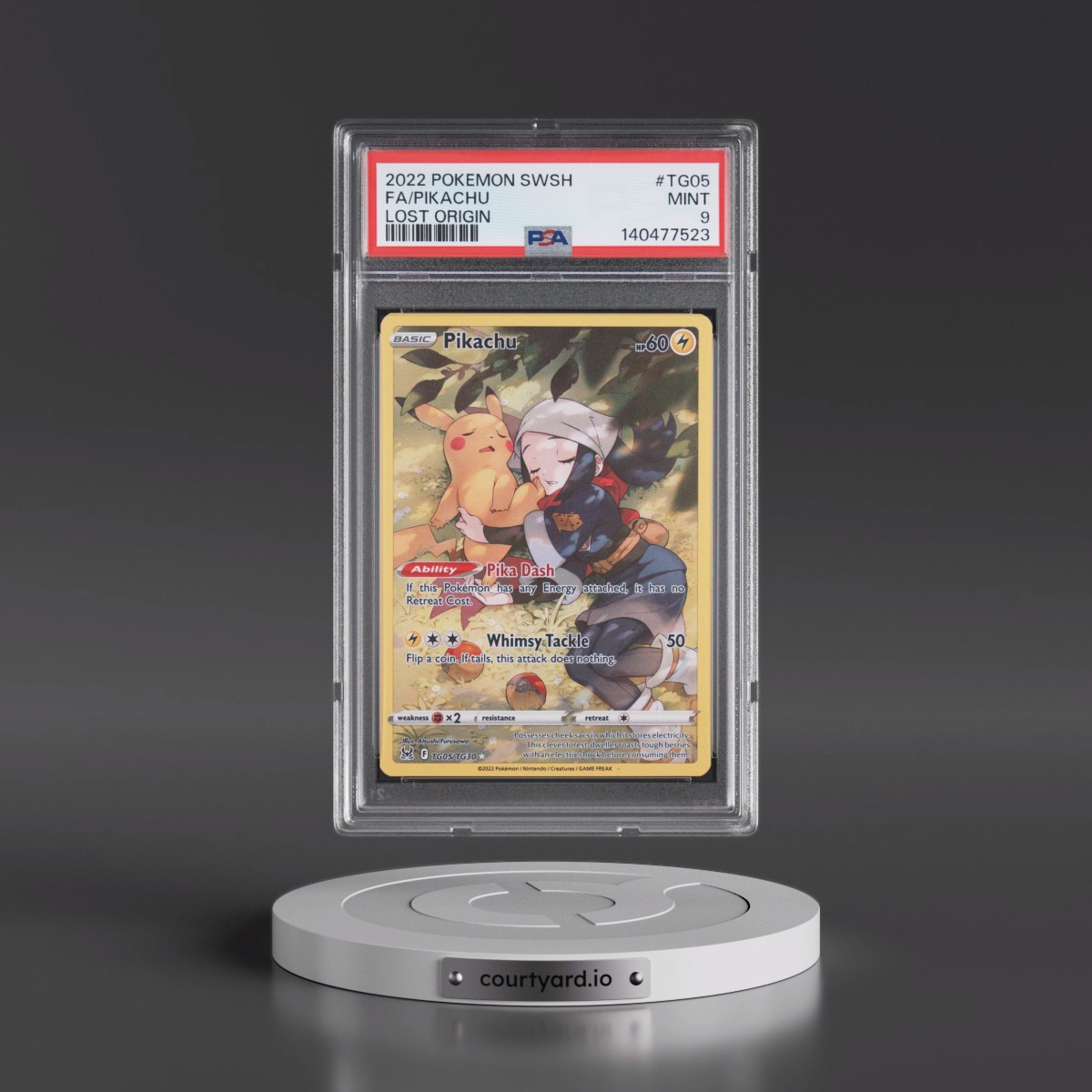 2022 Pokémon Sword & Shield Lost Origin #TG05 Pikachu - Full Art (PSA 9 MINT)