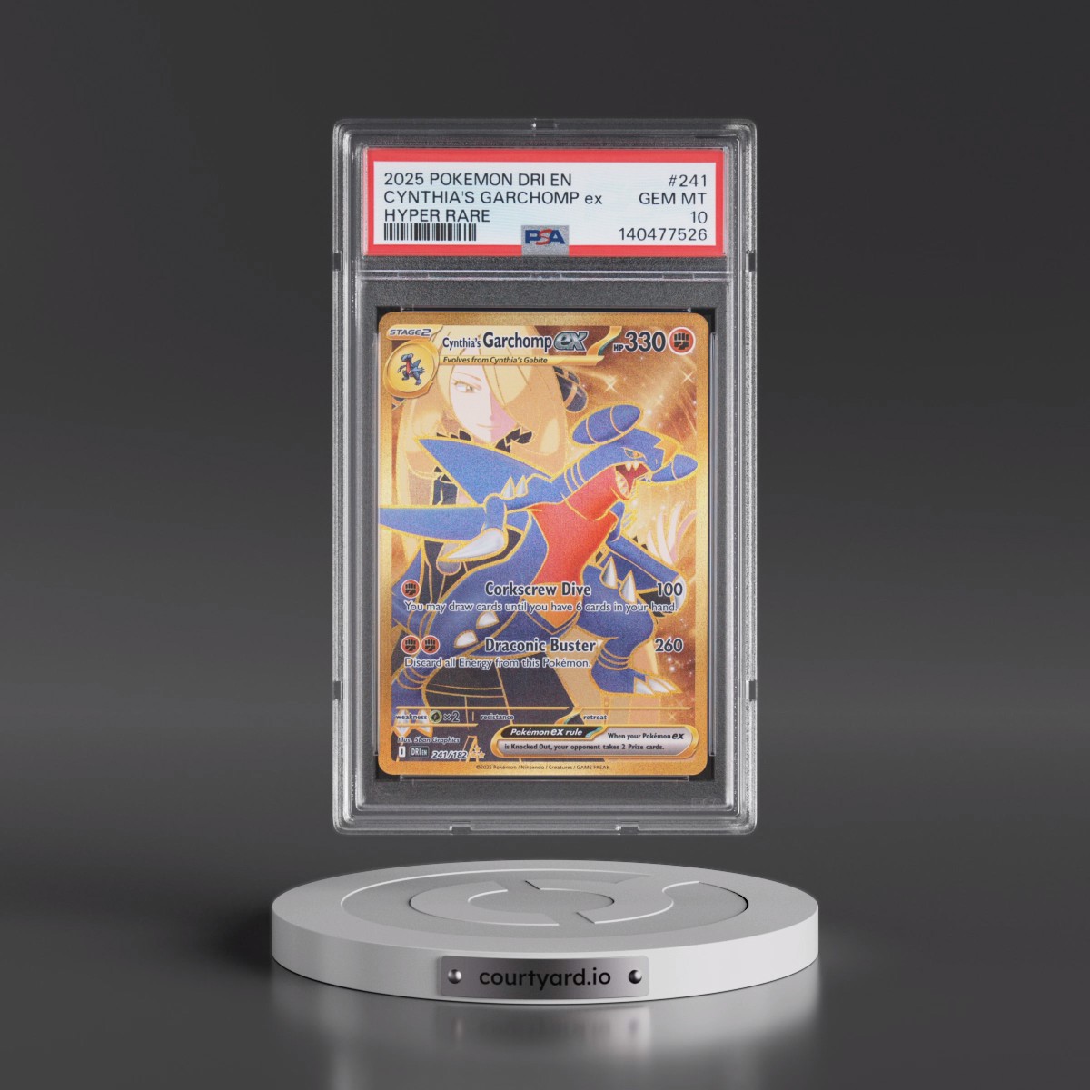 2025 Pokémon Dri EN-Destined Rivals #241 Cynthia's Garchomp EX - Holo Hyper Rare (PSA 10 GEM MINT)