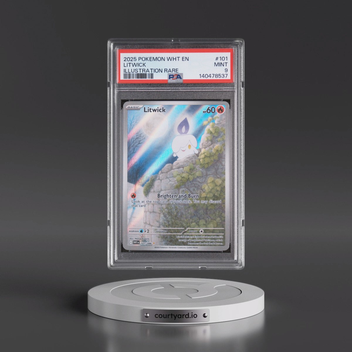 2025 Pokémon Wht EN-White Flare Litwick - Illustration Rare #101 PSA 9