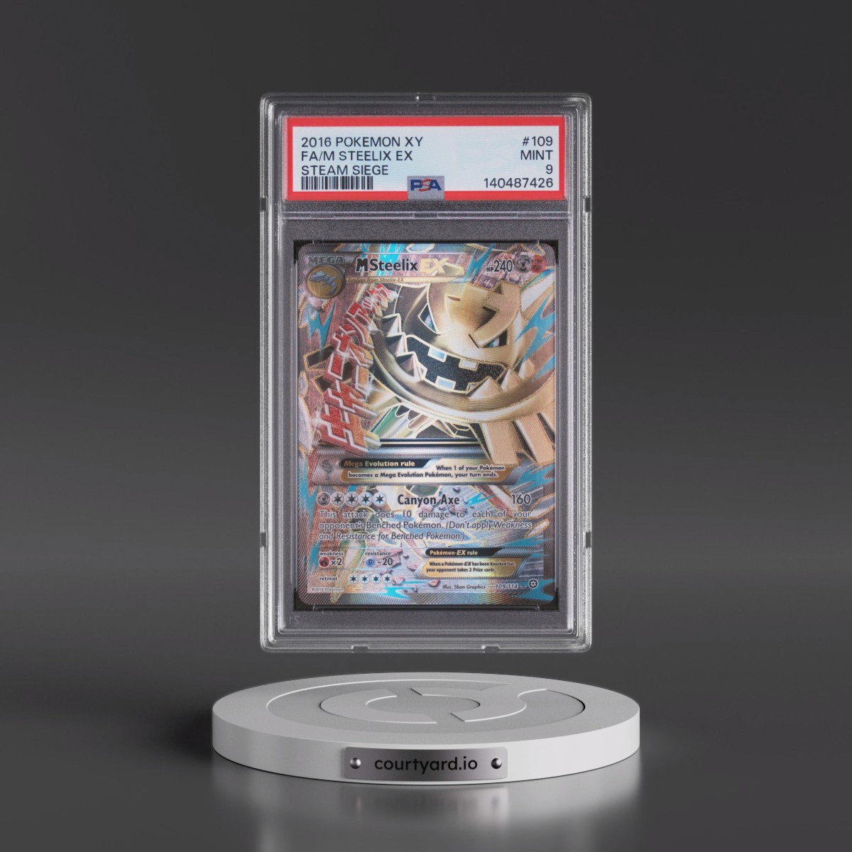 2016 Pokémon XY Steam Siege #109 M Steelix EX - Holo Full Art (PSA 9 MINT)