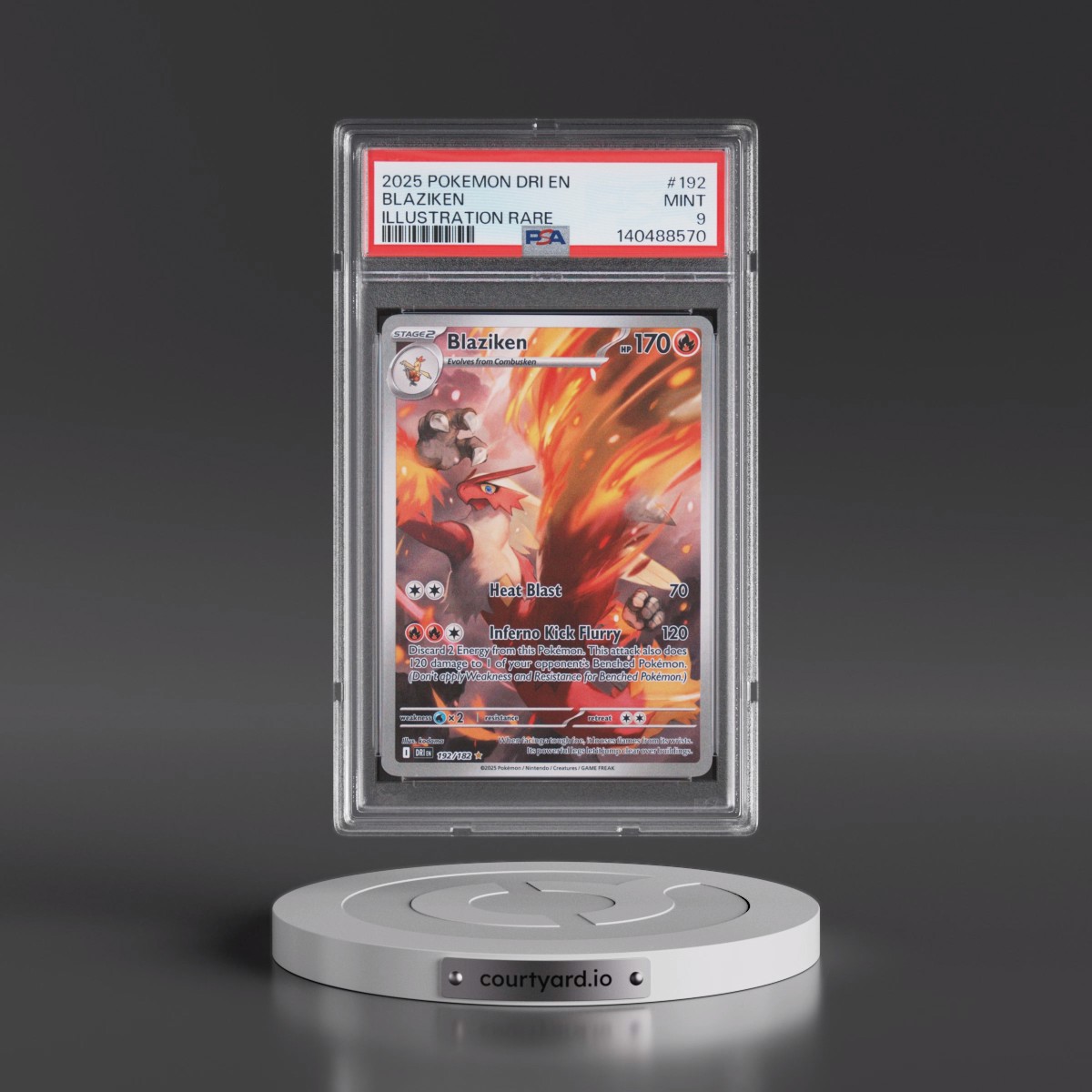 2025 Pokémon Dri EN-Destined Rivals #192 Blaziken - Illustration Rare (PSA 9 MINT)
