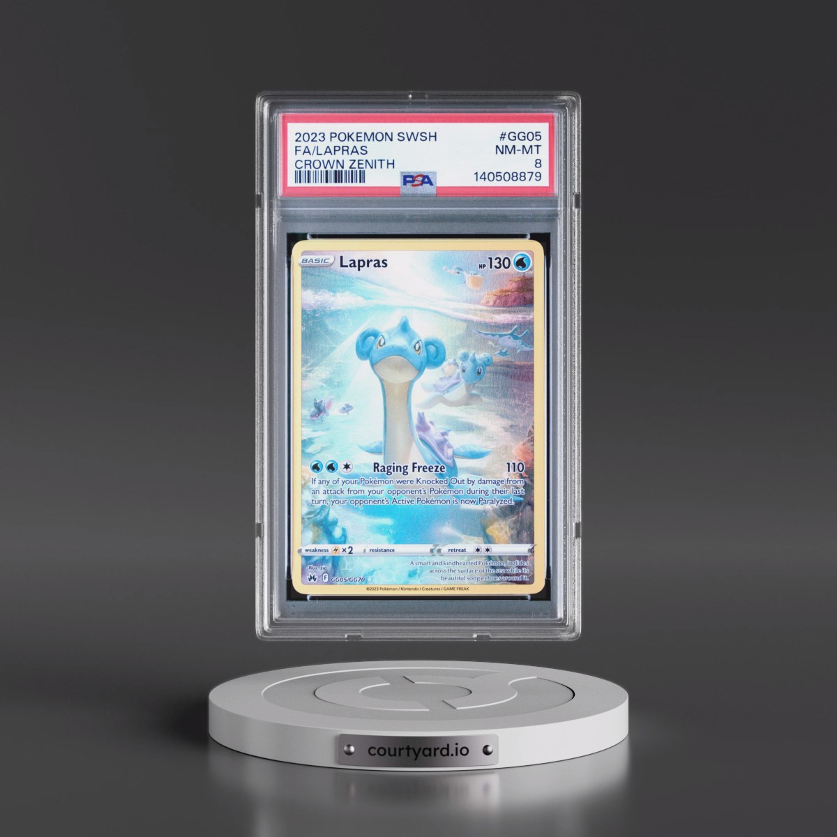 2023 Pokémon Sword and Shield Crown Zenith #GG05 Lapras - Full Art (PSA 8 NM-MT)