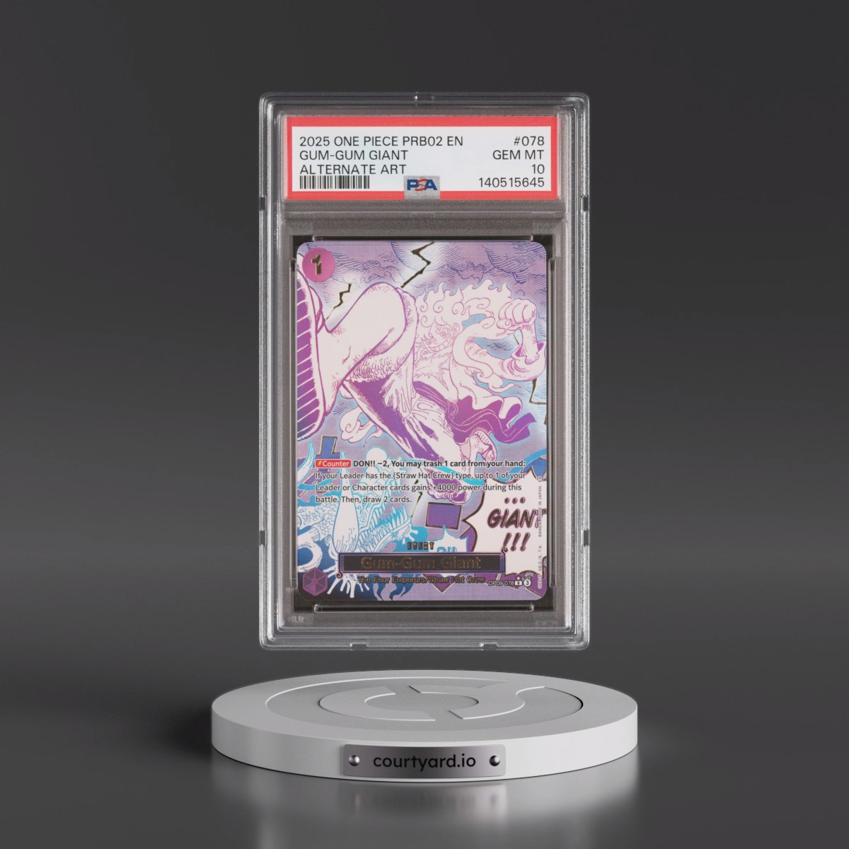 2025 One Piece PRB02-Premium Booster -One Piece Card the Best- Vol.2 #078 Gum-Gum Giant - Alternate Art (PSA 10 GEM MINT) - Photo