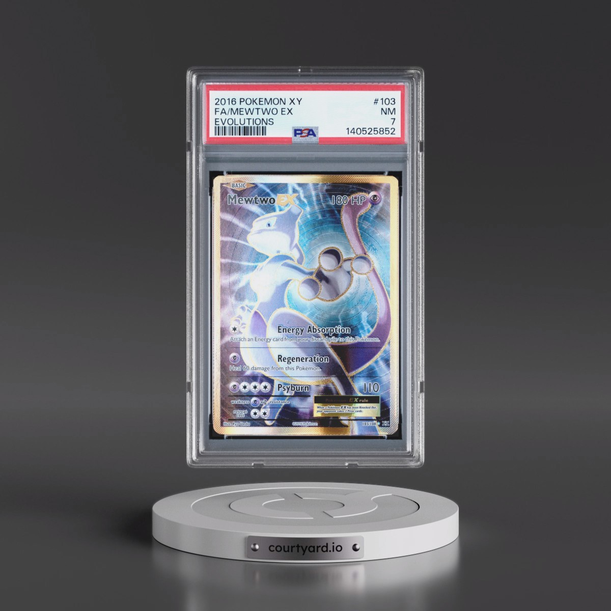 2016 Pokémon XY Evolutions #103 Mewtwo EX - Holo Full Art (PSA 7 NM)
