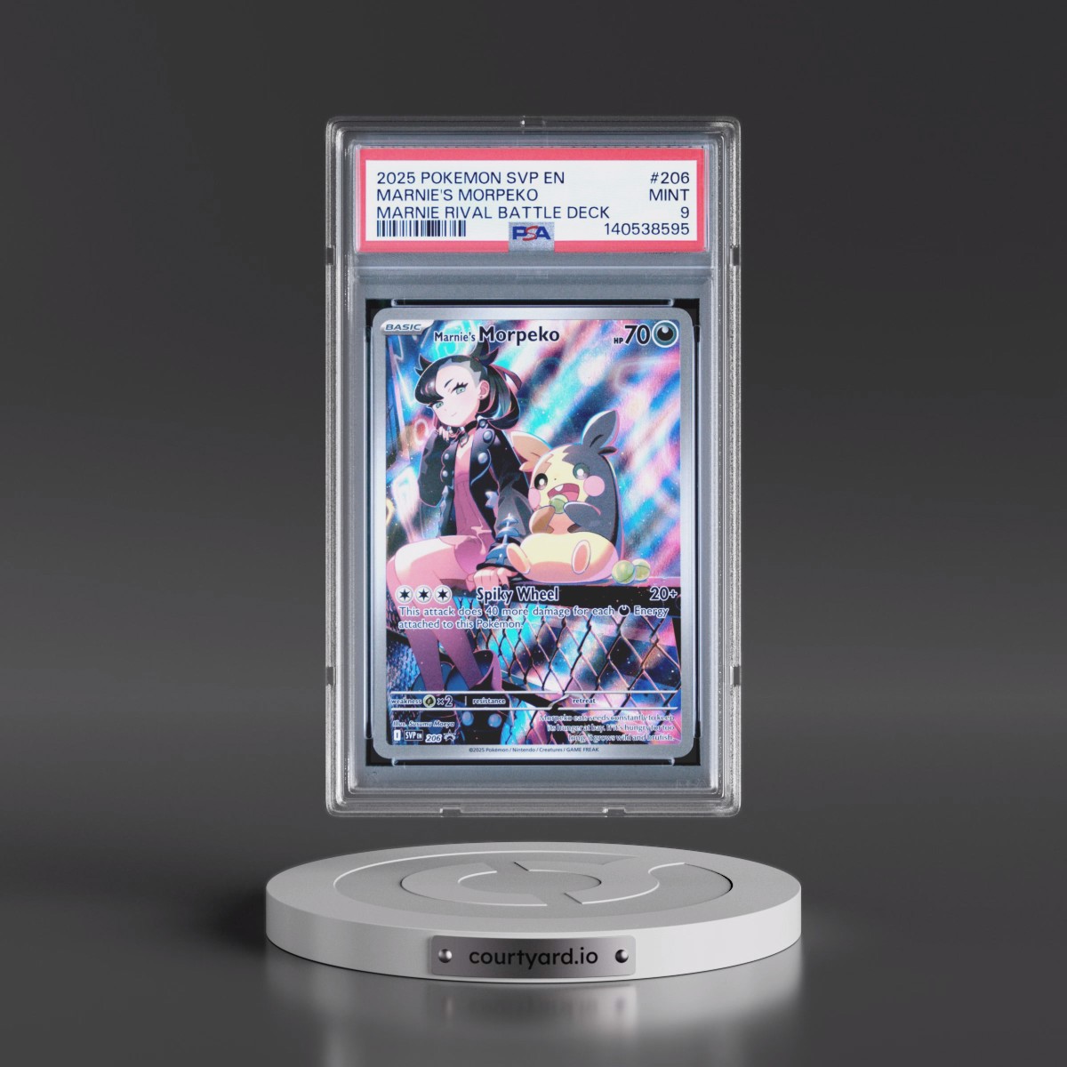 2025 Pokémon Svp EN-SV Black Star Promo #206 Marnie's Morpeko - Marnie Rival Battle Deck (PSA 9 MINT)