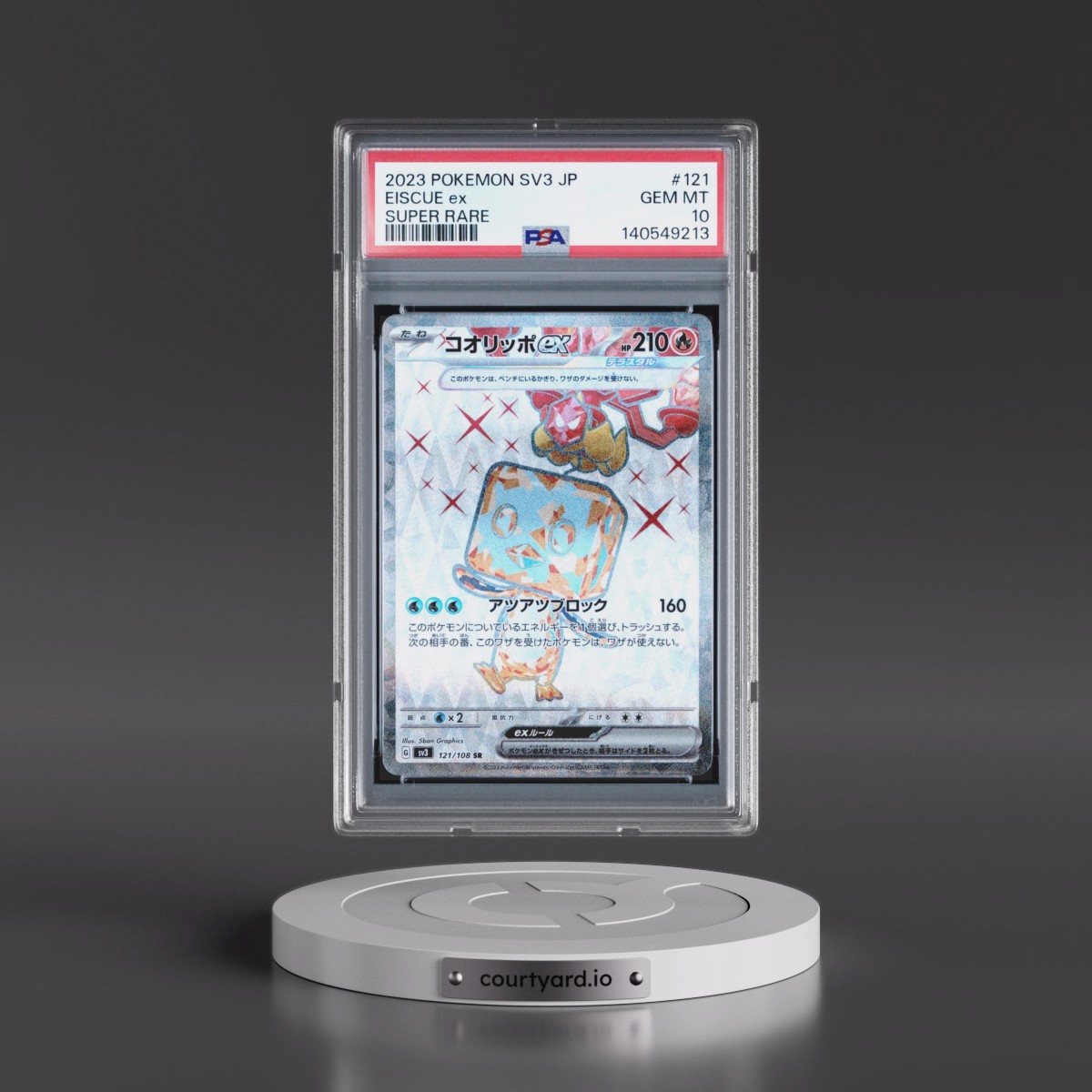2023 Pokémon SV3-Ruler of the Black Flame #121 Eiscue EX - Holo Super Rare (PSA 10 GEM MINT)