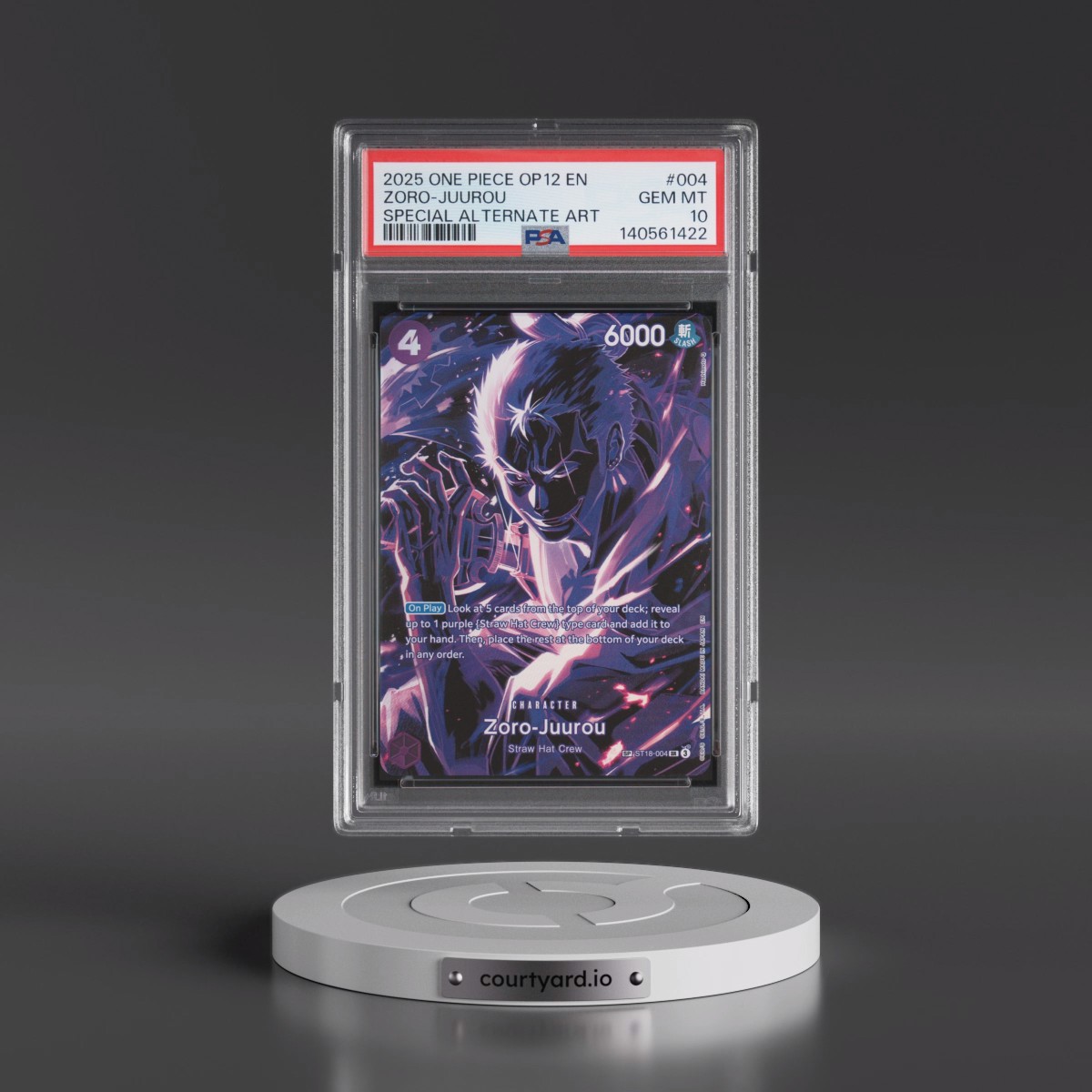 2025 One Piece OP12-Legacy of the Master #004 Zoro-Juurou - Special Alternate Art (PSA 10 GEM MINT) - Photo