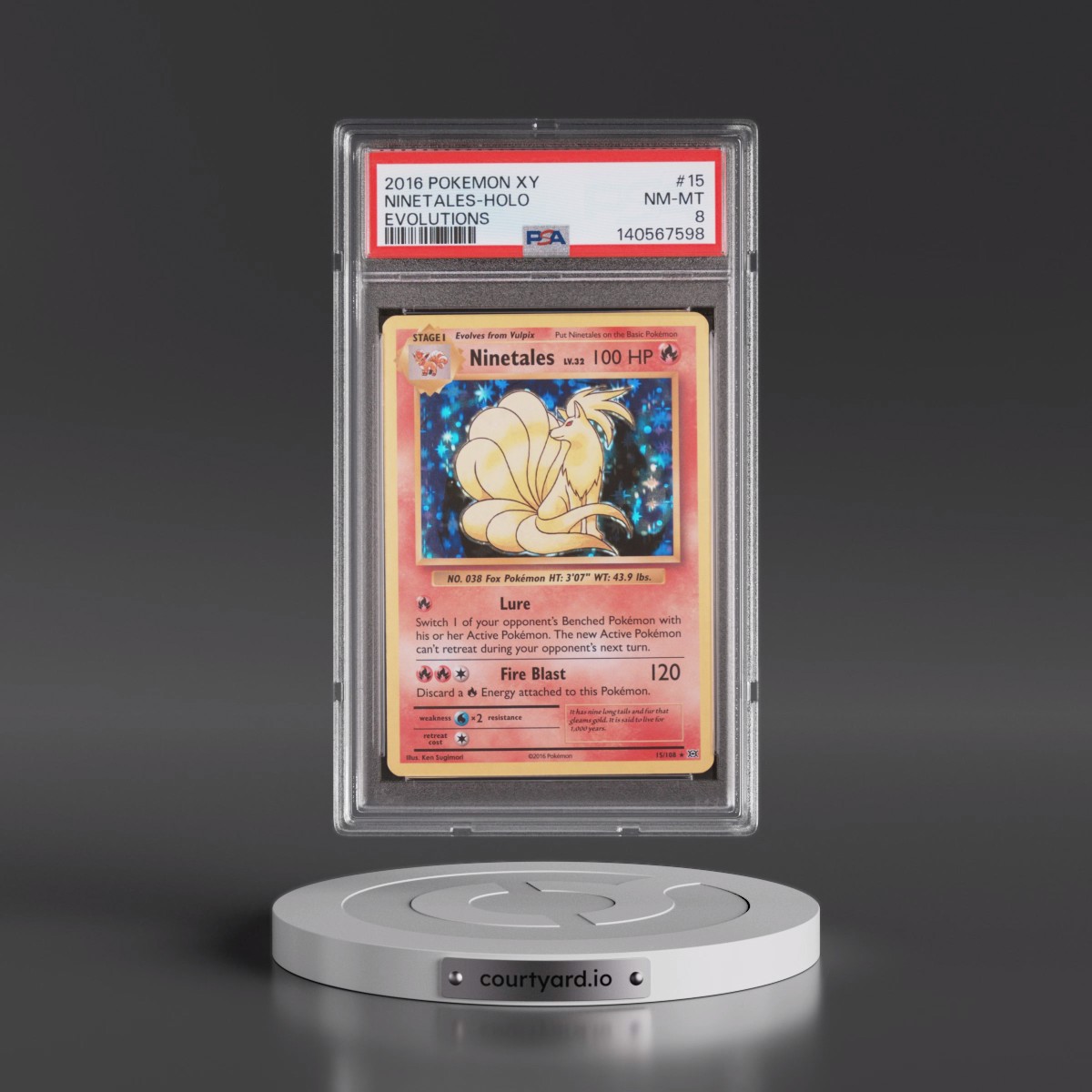 2016 Pokémon XY Evolutions #15 Ninetales - Holo (PSA 8 NM-MT)