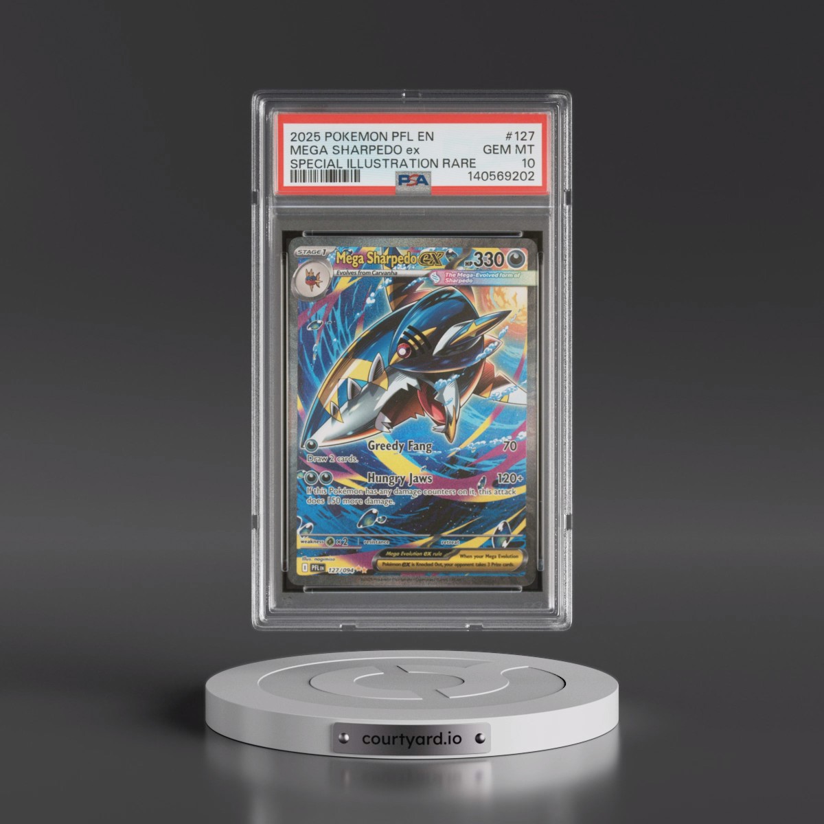 2025 Pokémon Pfl EN-Phantasmal Flames Mega Sharpedo EX - Holo Special Illustration Rare #127 PSA 10