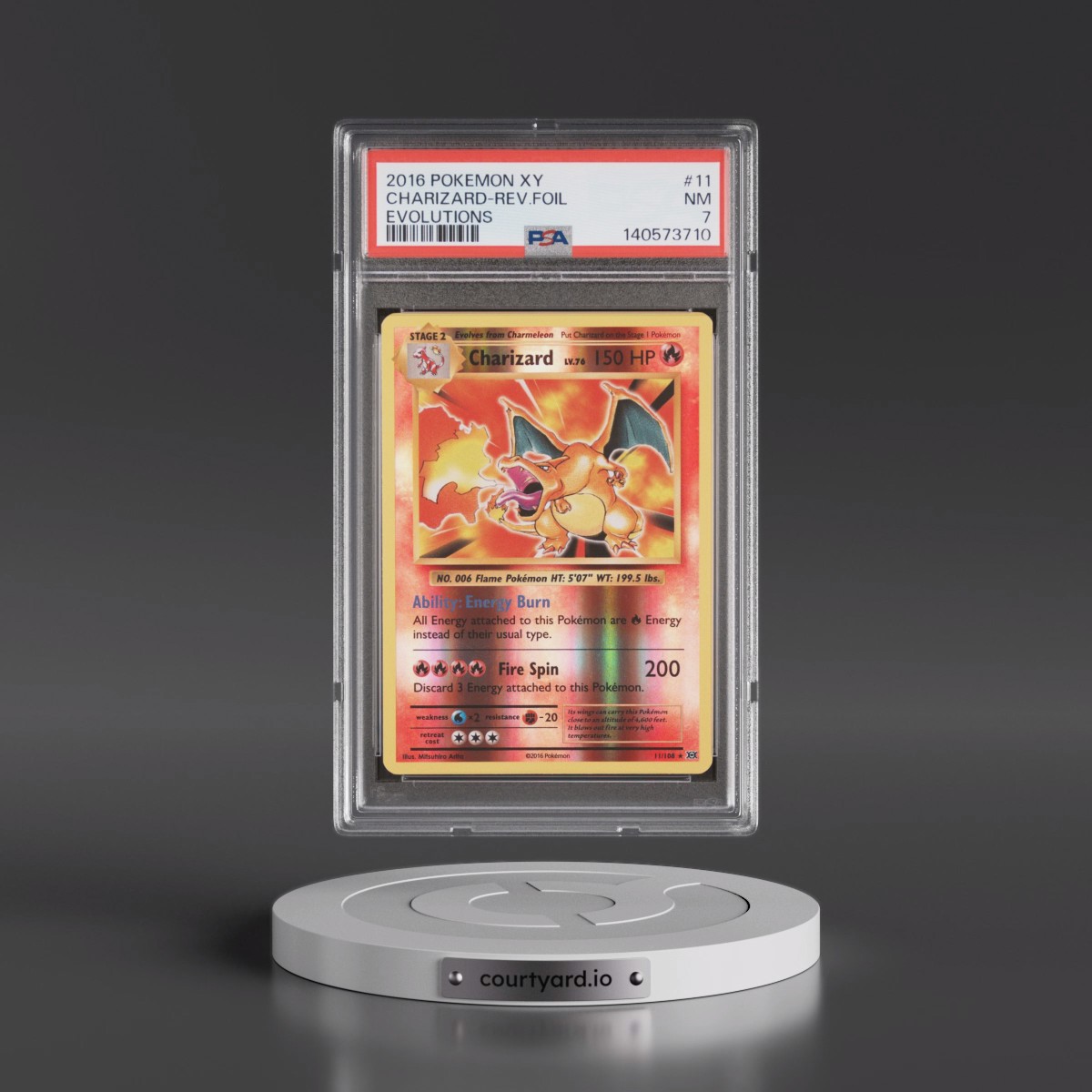 2016 Pokémon XY Evolutions #11 Charizard - Reverse Foil (PSA 7 NM)