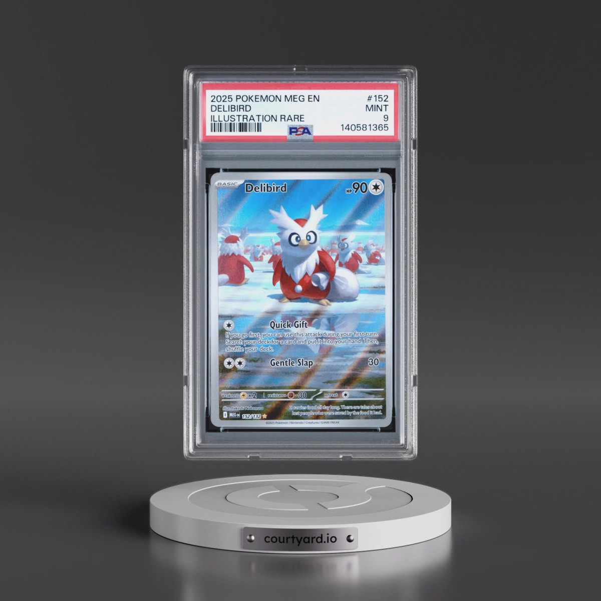 2025 Pokémon Meg EN-Mega Evolution #152 Delibird - Illustration Rare (PSA 9 MINT)