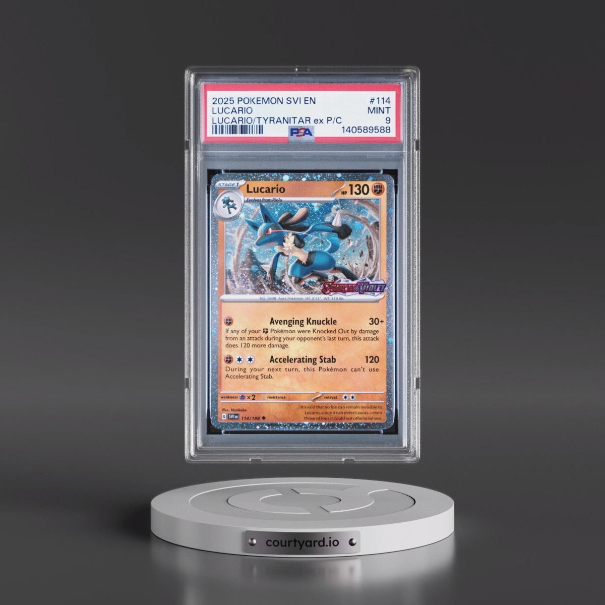 2025 Pokémon Svi EN-Scarlet & Violet Lucario - Lucario EX & Tyranitar EX Premium Collection #114 PSA 9