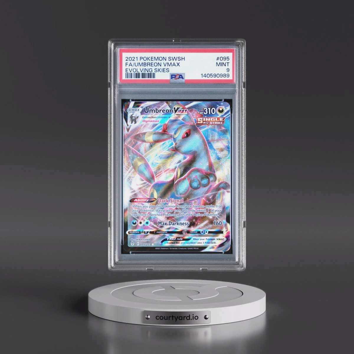 2021 Pokémon Sword & Shield Evolving Skies #095 Umbreon Vmax - Full Art (PSA 9 MINT)
