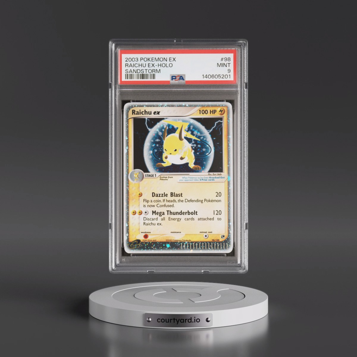 2003 Pokémon EX Sandstorm #98 Raichu EX - Holo Holo (PSA 9 MINT)