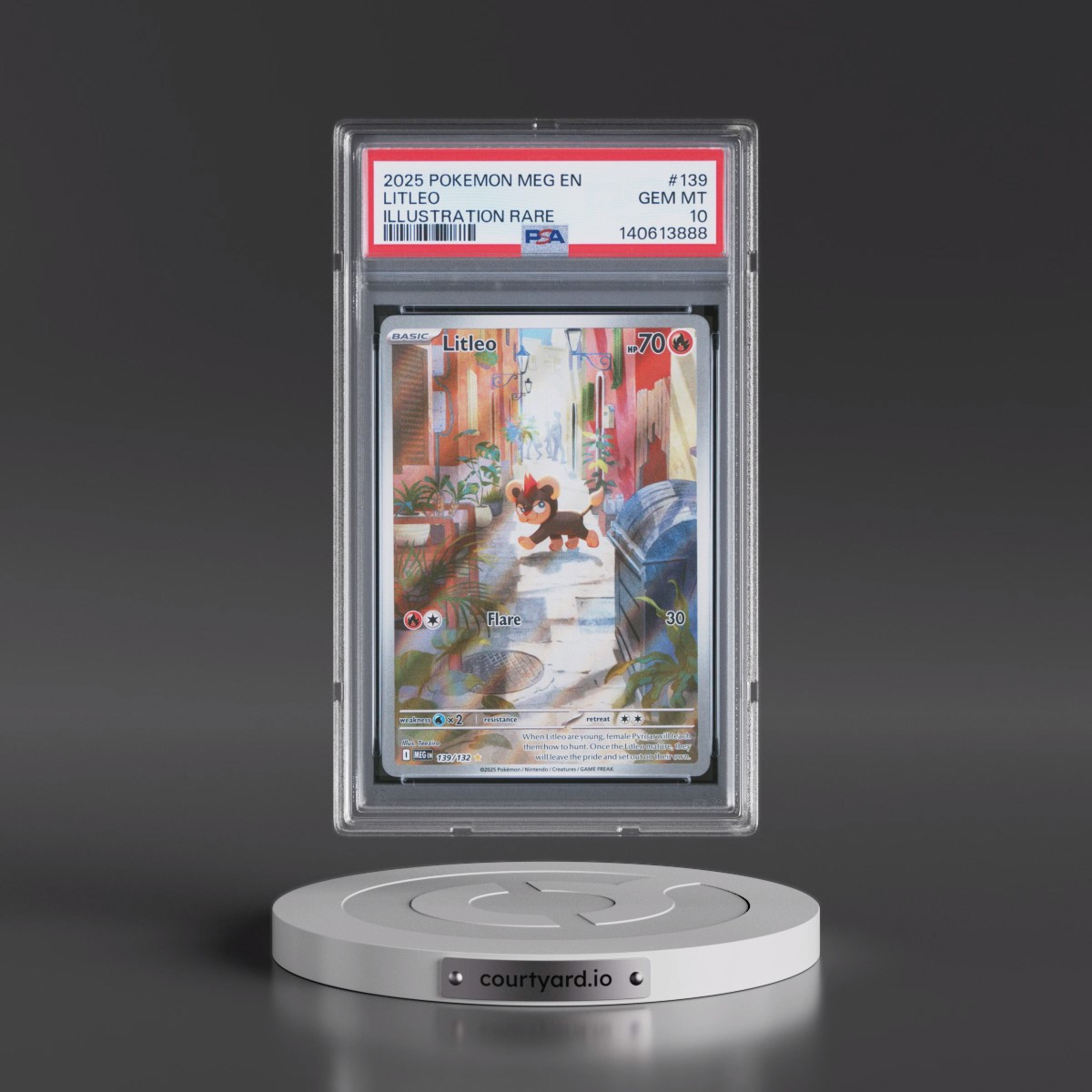 2025 Pokémon Meg EN-Mega Evolution #139 Litleo - Illustration Rare (PSA 10 GEM MINT)