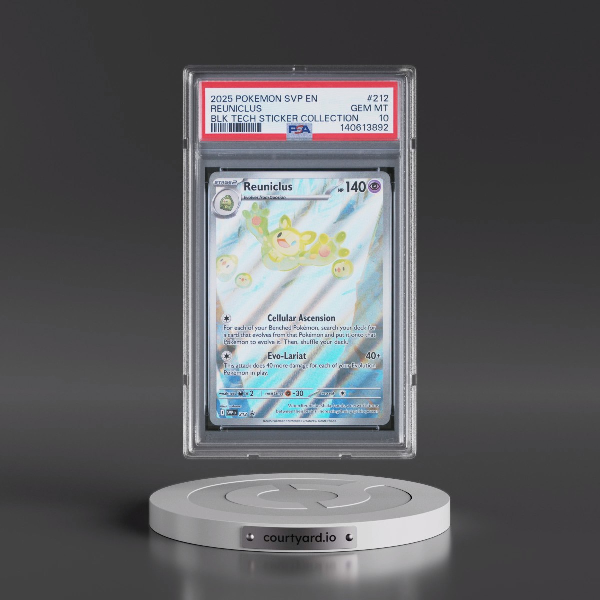 2025 Pokémon Svp EN-SV Black Star Promo #212 Reuniclus - Black Bolt Tech Sticker Collection (PSA 10 GEM MINT)
