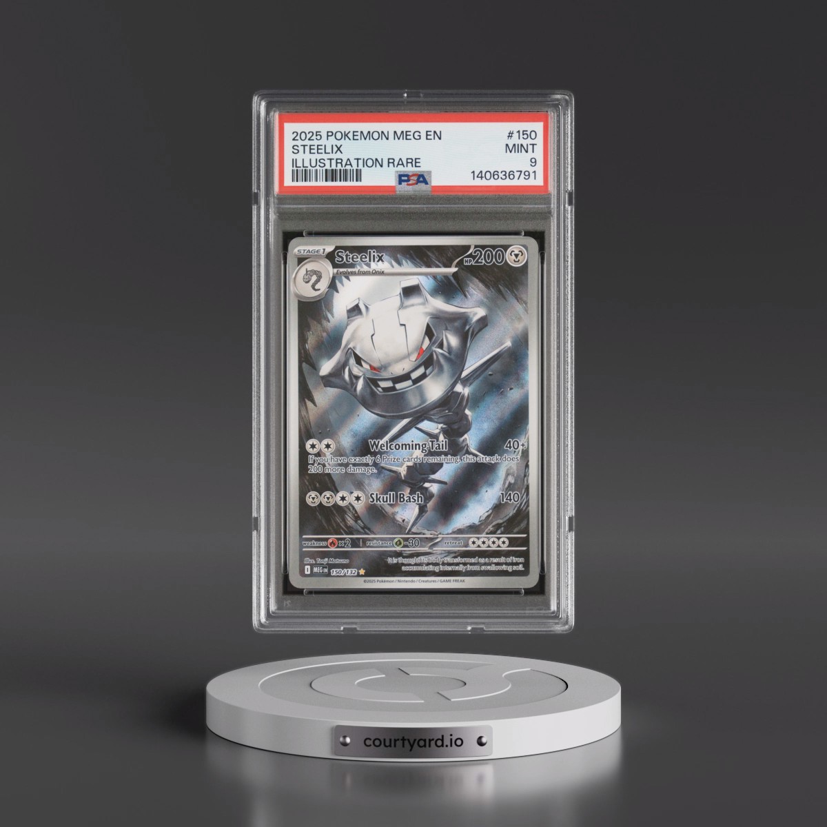 2025 Pokémon Meg EN-Mega Evolution #150 Steelix - Illustration Rare (PSA 9 MINT)