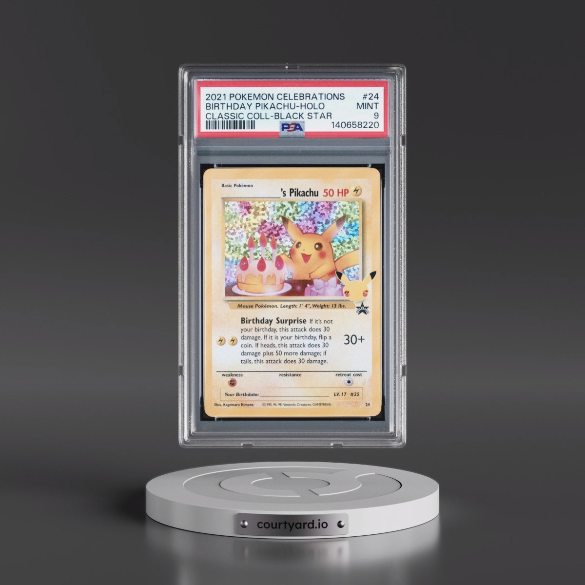 2021 Pokémon Celebrations Classic Collection #24 Birthday Pikachu - Holo (PSA 9 MINT)